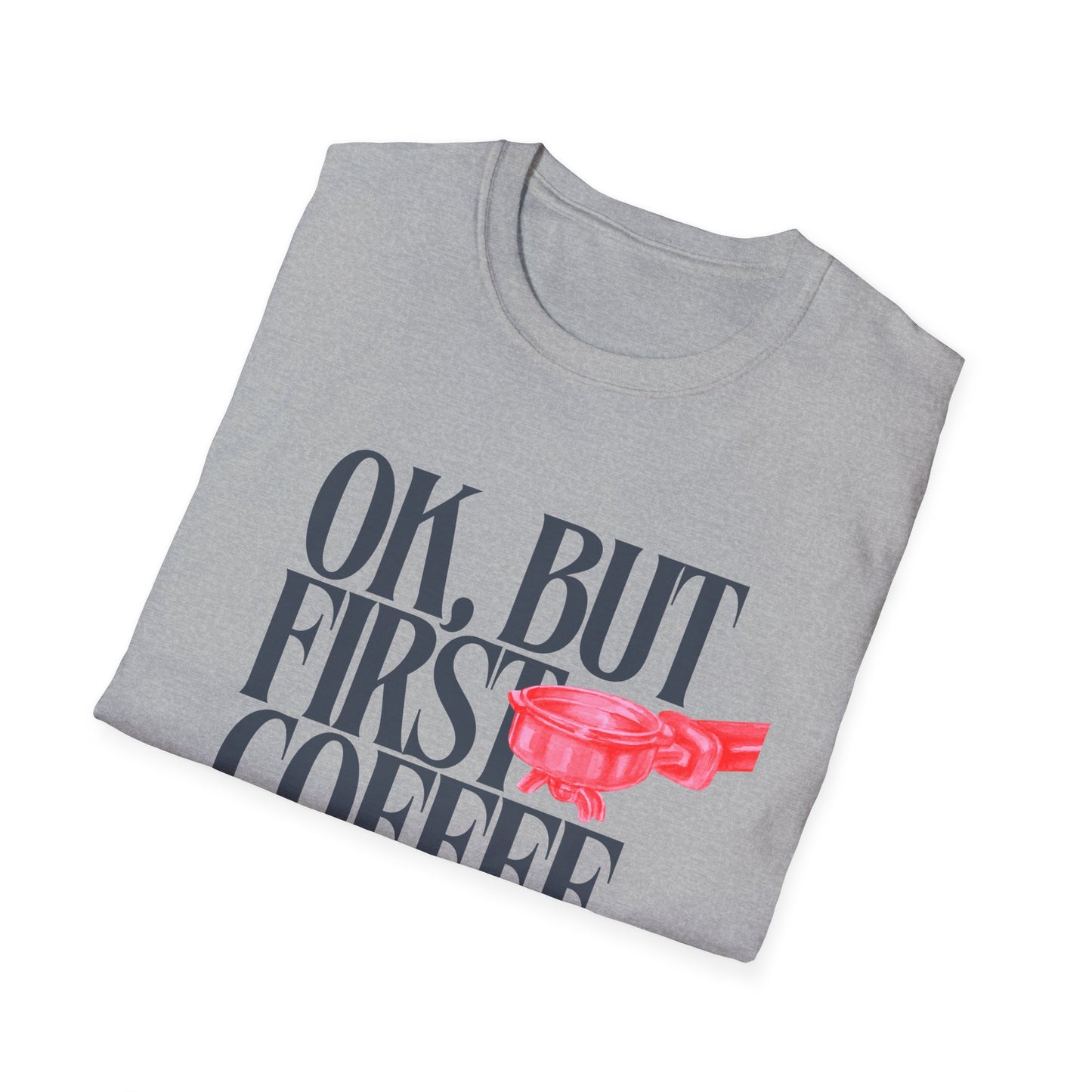 Okay But Coffee First T-Shirt – Retro Caffeine Lover Graphic Tee with Vintage-Inspired Typography
