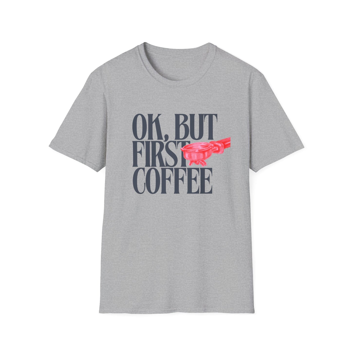 Okay But Coffee First T-Shirt – Retro Caffeine Lover Graphic Tee with Vintage-Inspired Typography