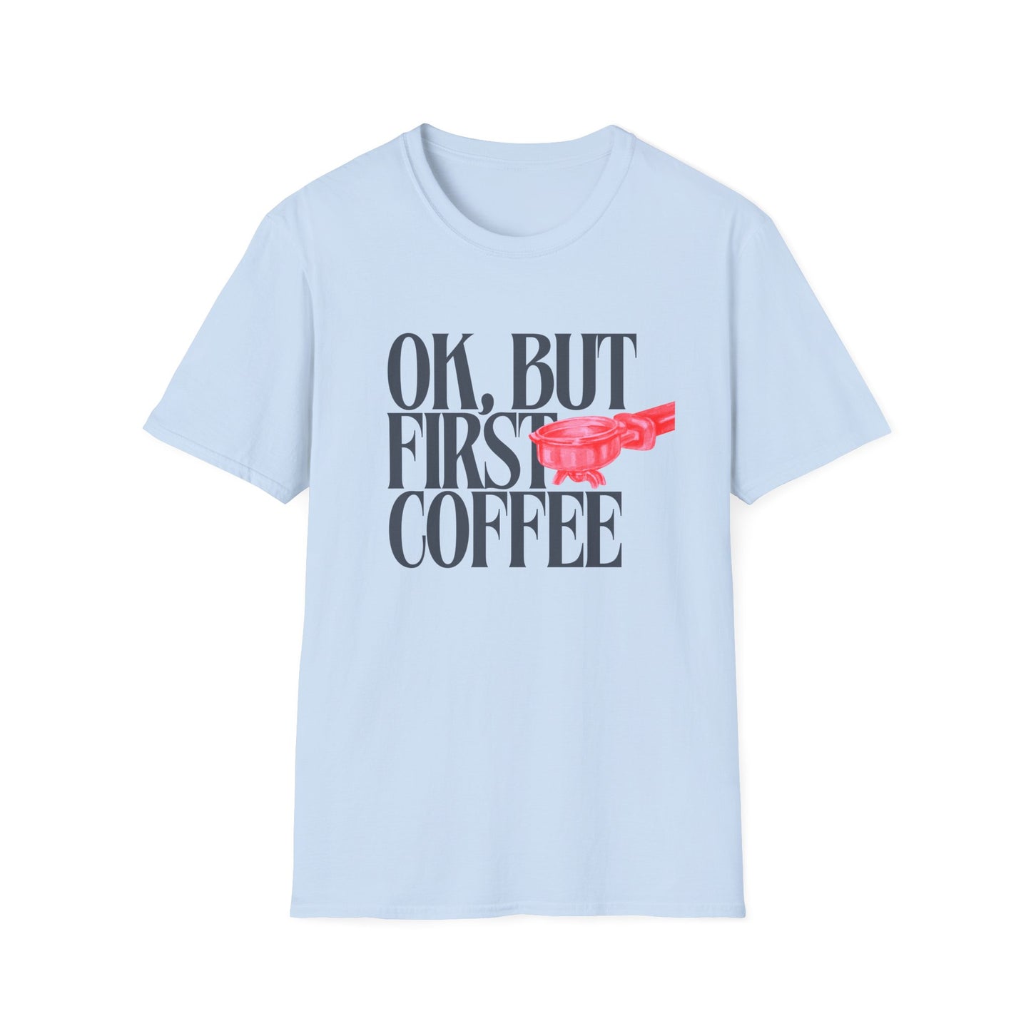Okay But Coffee First T-Shirt – Retro Caffeine Lover Graphic Tee with Vintage-Inspired Typography