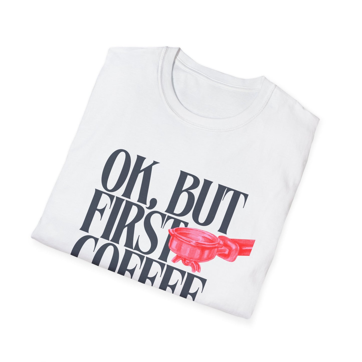 Okay But Coffee First T-Shirt – Retro Caffeine Lover Graphic Tee with Vintage-Inspired Typography