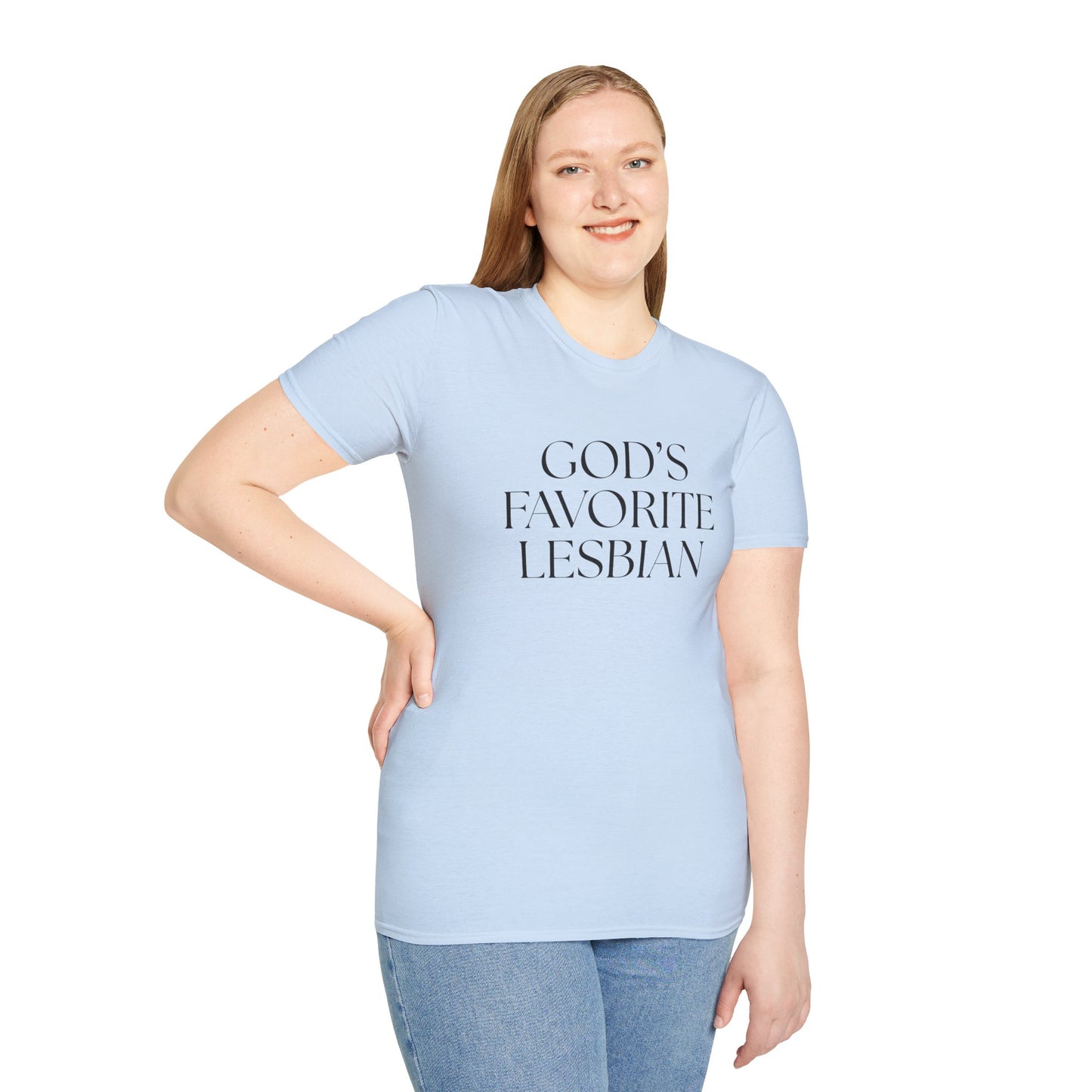 God’s Favorite Lesbian T-Shirt – Bold LGBTQ+ Pride Graphic Tee with Empowering Statement