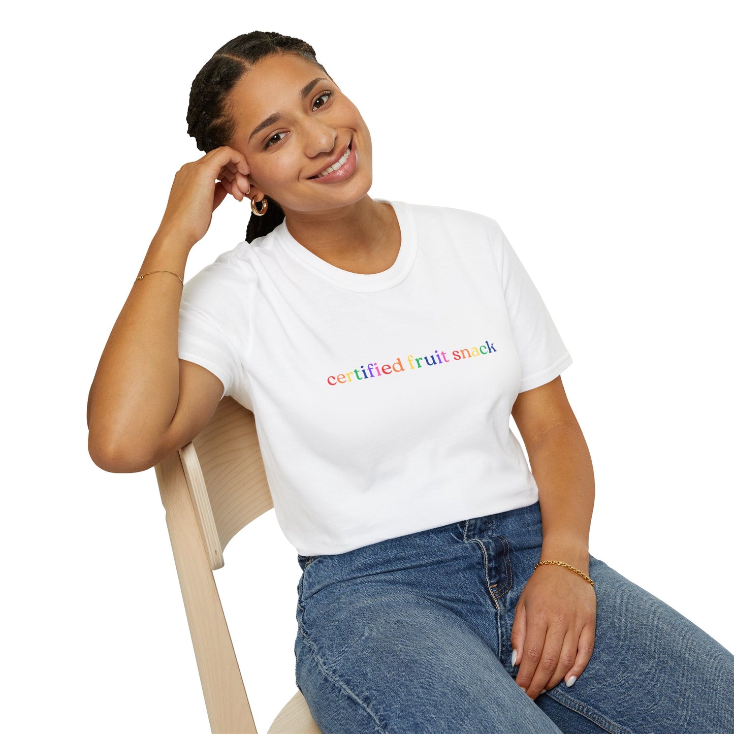 Certified Fruit Snack T-Shirt – Rainbow LGBTQ+ Pride Graphic Tee with Fun Playful Design