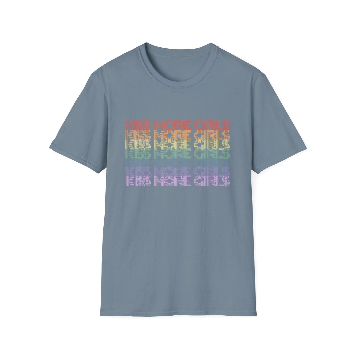Kiss More Girls T-Shirt – Rainbow LGBTQ+ Pride Graphic Tee with Bold Inclusive & Playful Message