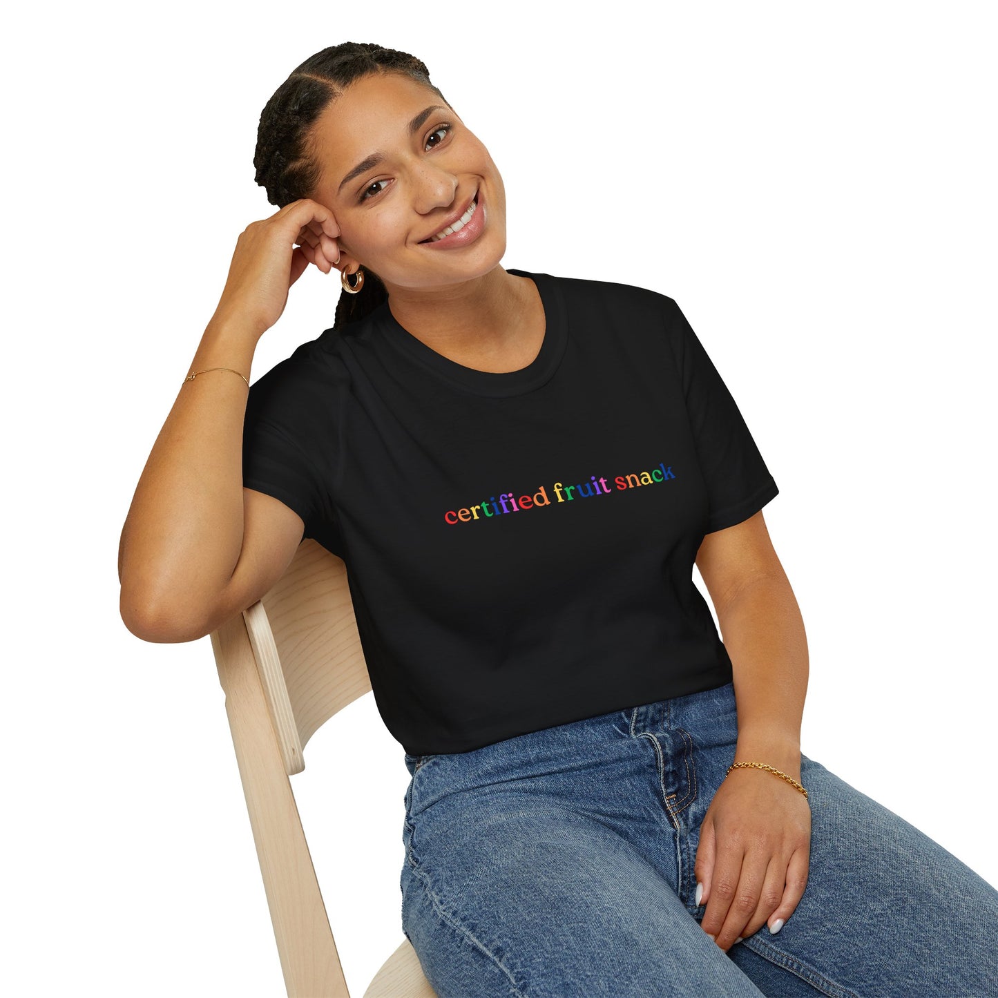 Certified Fruit Snack T-Shirt – Rainbow LGBTQ+ Pride Graphic Tee with Fun Playful Design