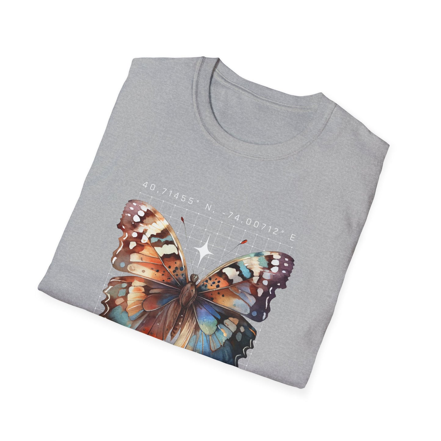 Butterfly Effect T-Shirt – Minimalist Graphic Tee with Coordinates & Symbolic Design of Change and Connection