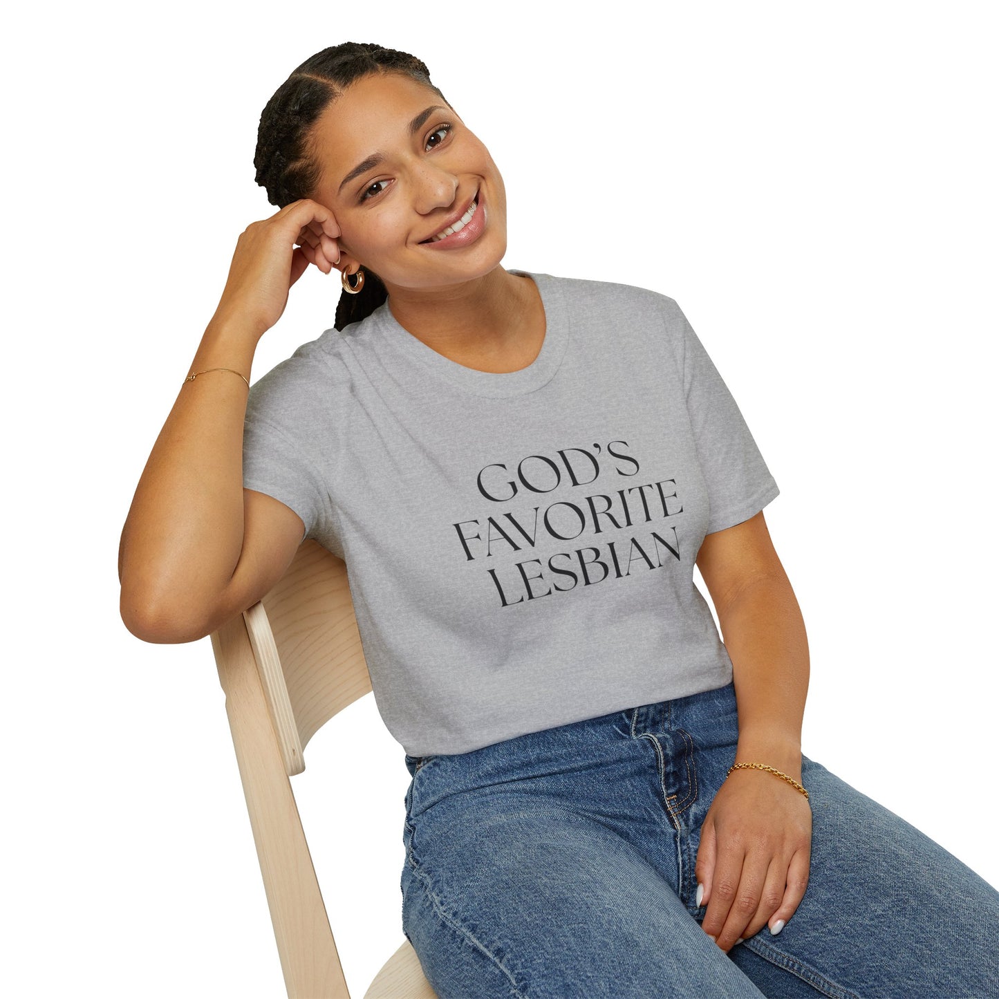 God’s Favorite Lesbian T-Shirt – Bold LGBTQ+ Pride Graphic Tee with Empowering Statement
