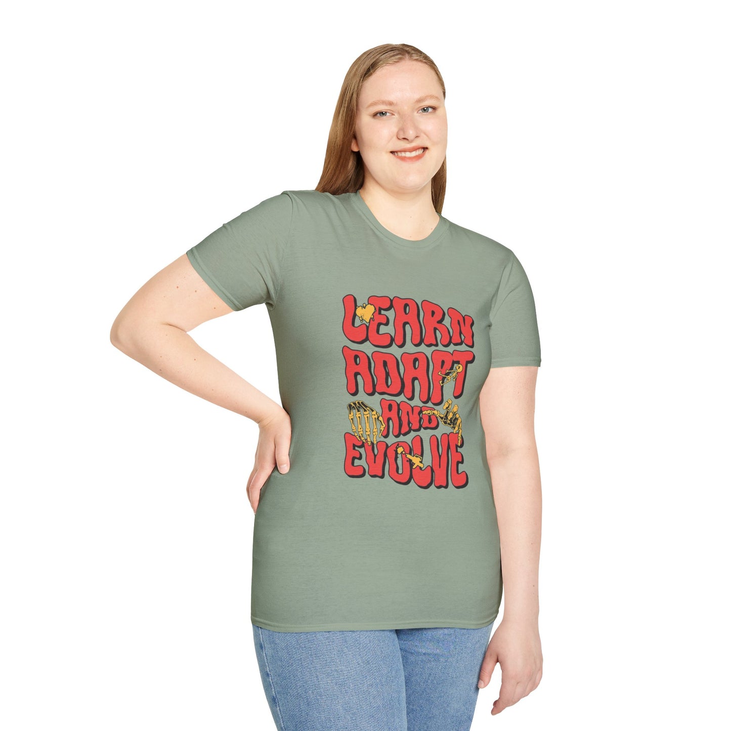 Learn Adapt Evolve T-Shirt – Motivational Graphic Tee with Bold Inspirational Typography