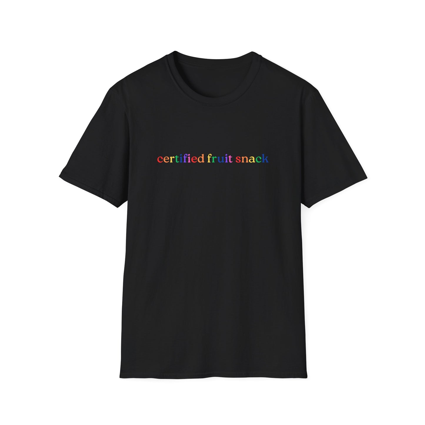 Certified Fruit Snack T-Shirt – Rainbow LGBTQ+ Pride Graphic Tee with Fun Playful Design