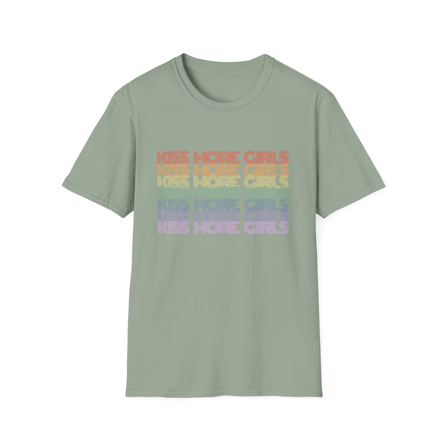 Kiss More Girls T-Shirt – Rainbow LGBTQ+ Pride Graphic Tee with Bold Inclusive & Playful Message