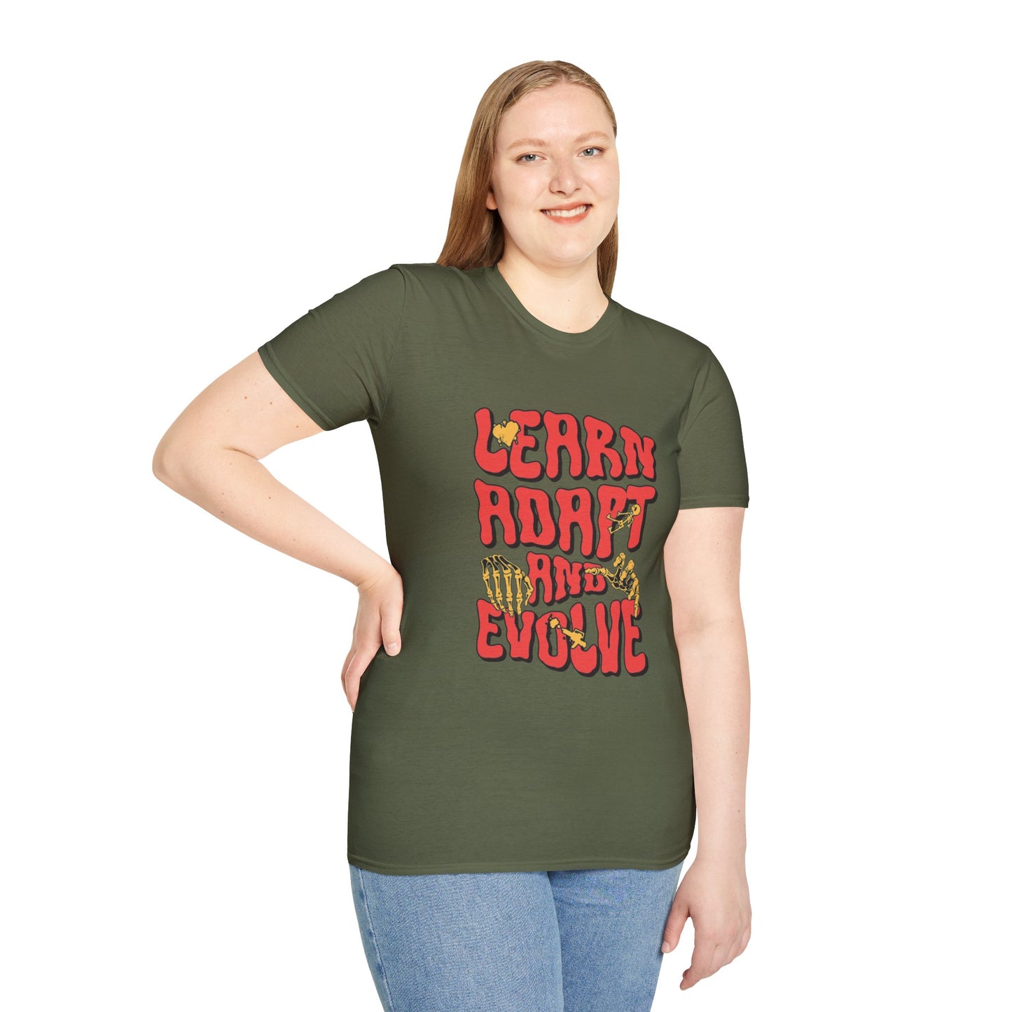 Learn Adapt Evolve T-Shirt – Motivational Graphic Tee with Bold Inspirational Typography