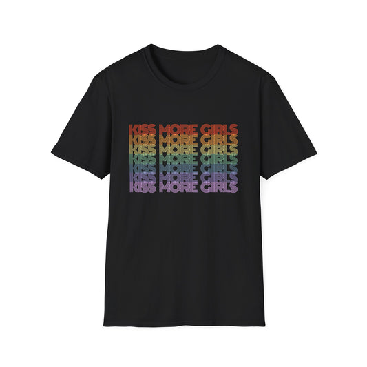 Kiss More Girls T-Shirt – Rainbow LGBTQ+ Pride Graphic Tee with Bold Inclusive & Playful Message