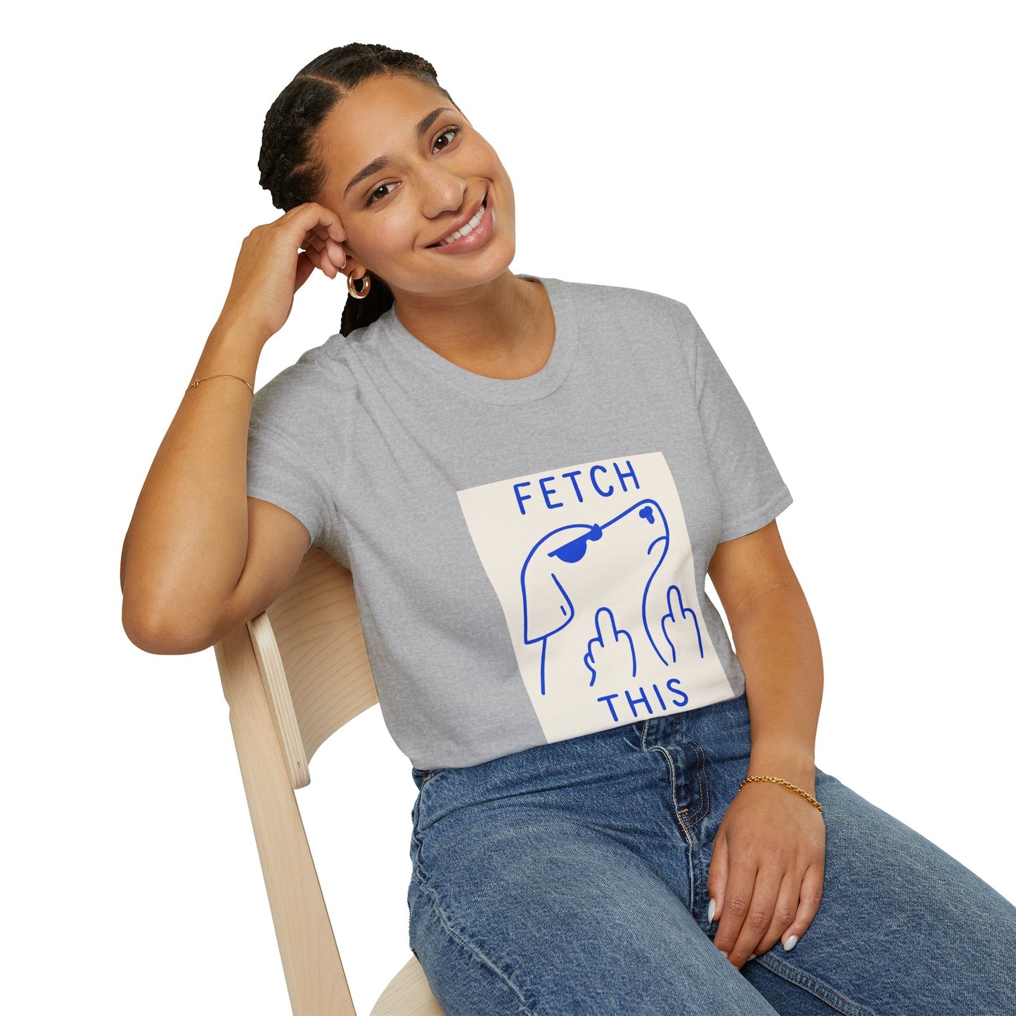 Fetch This T-Shirt – Bold Graphic Tee with Playful Dog Flipping Off Design