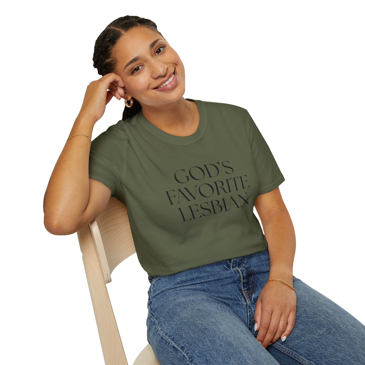 God’s Favorite Lesbian T-Shirt – Bold LGBTQ+ Pride Graphic Tee with Empowering Statement