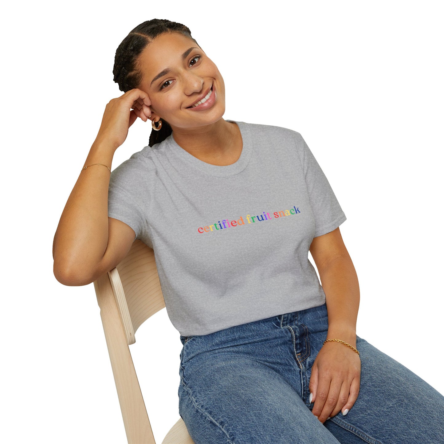 Certified Fruit Snack T-Shirt – Rainbow LGBTQ+ Pride Graphic Tee with Fun Playful Design