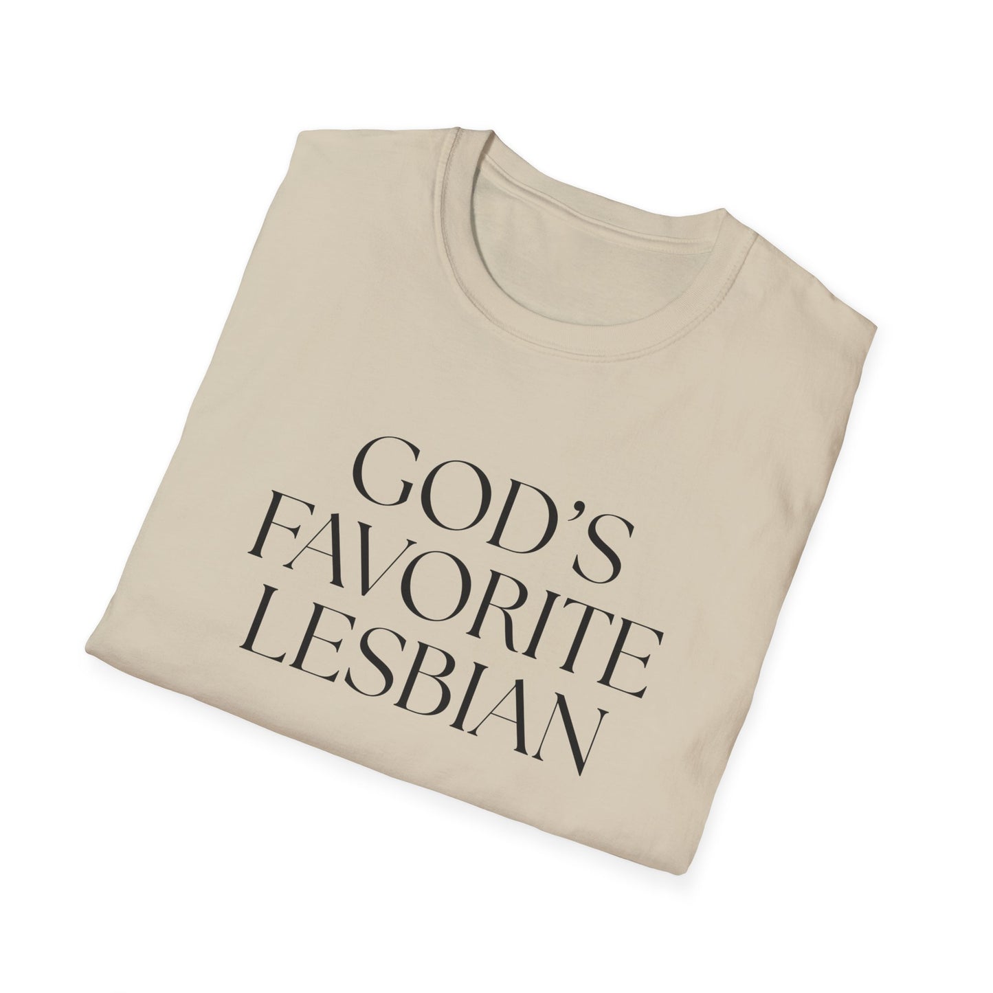 God’s Favorite Lesbian T-Shirt – Bold LGBTQ+ Pride Graphic Tee with Empowering Statement