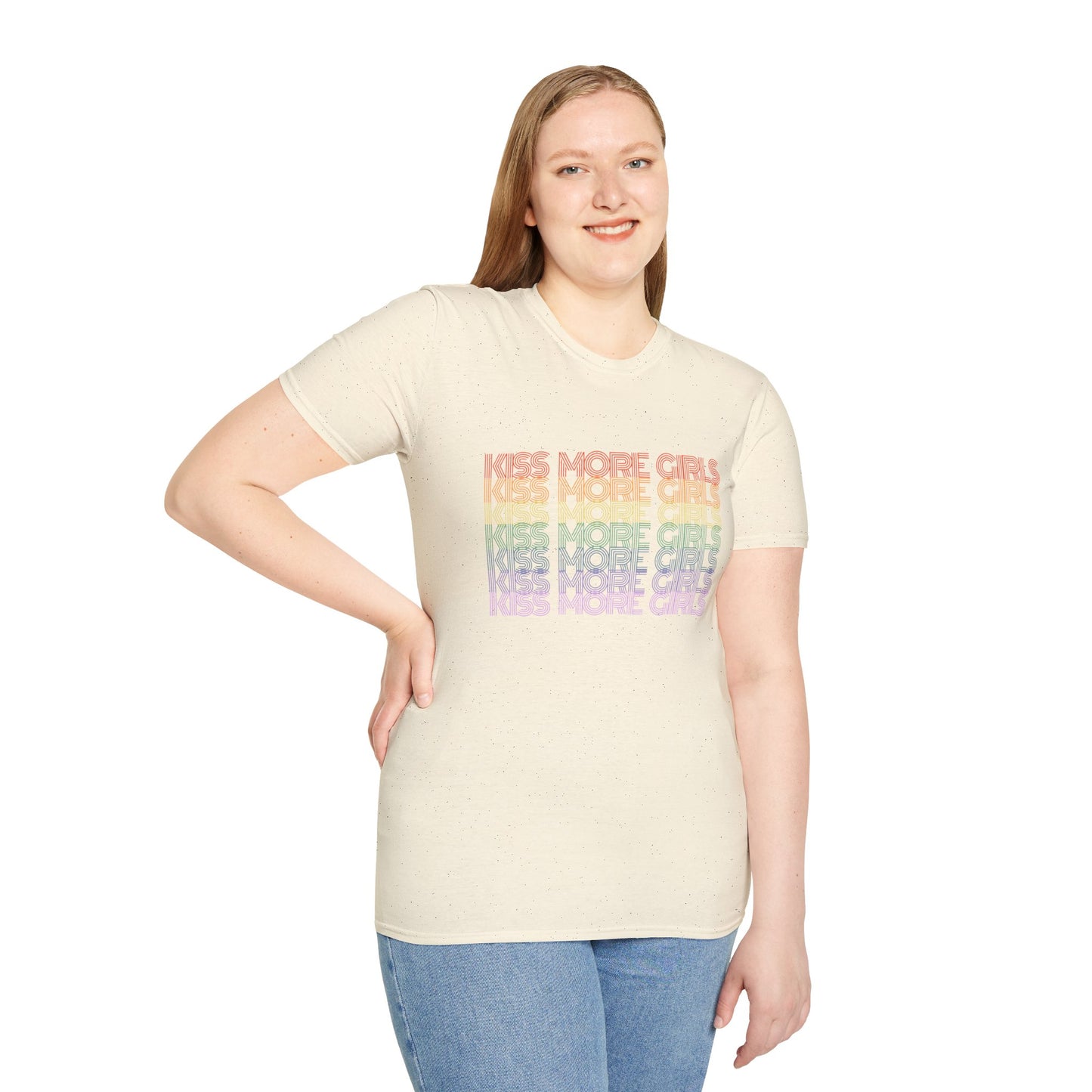 Kiss More Girls T-Shirt – Rainbow LGBTQ+ Pride Graphic Tee with Bold Inclusive & Playful Message