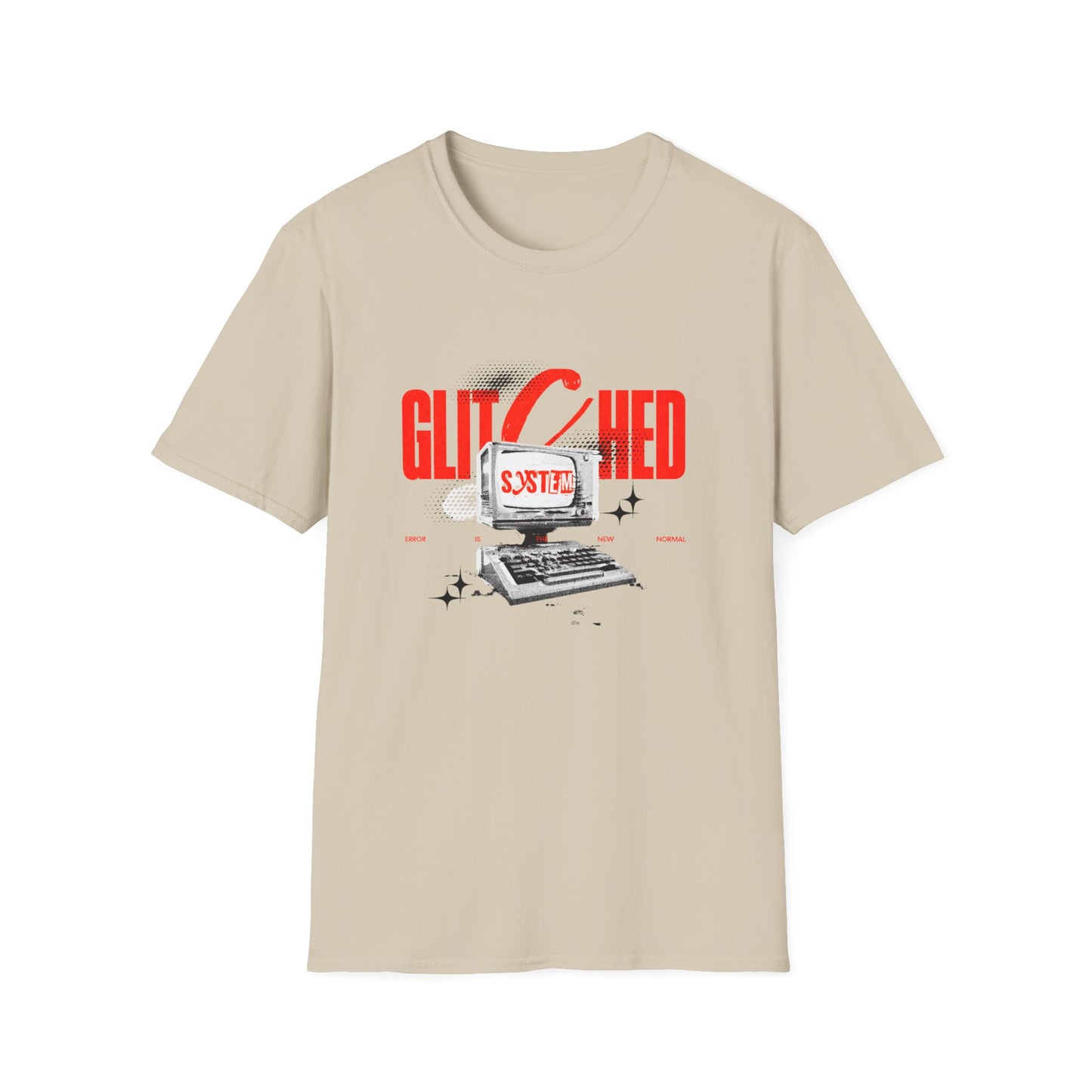 Glitched T-Shirt – Retro Computer Error Graphic Tee with Vintage Tech Aesthetic
