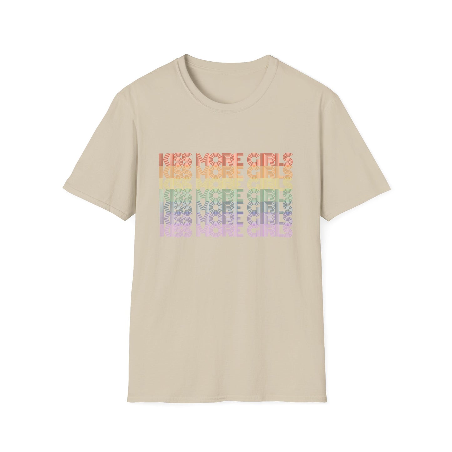 Kiss More Girls T-Shirt – Rainbow LGBTQ+ Pride Graphic Tee with Bold Inclusive & Playful Message