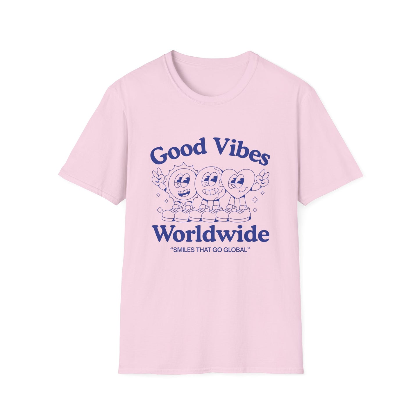 Good Vibes Worldwide T-Shirt – Retro Global Positivity Graphic Tee with Vintage Travel-Inspired Design