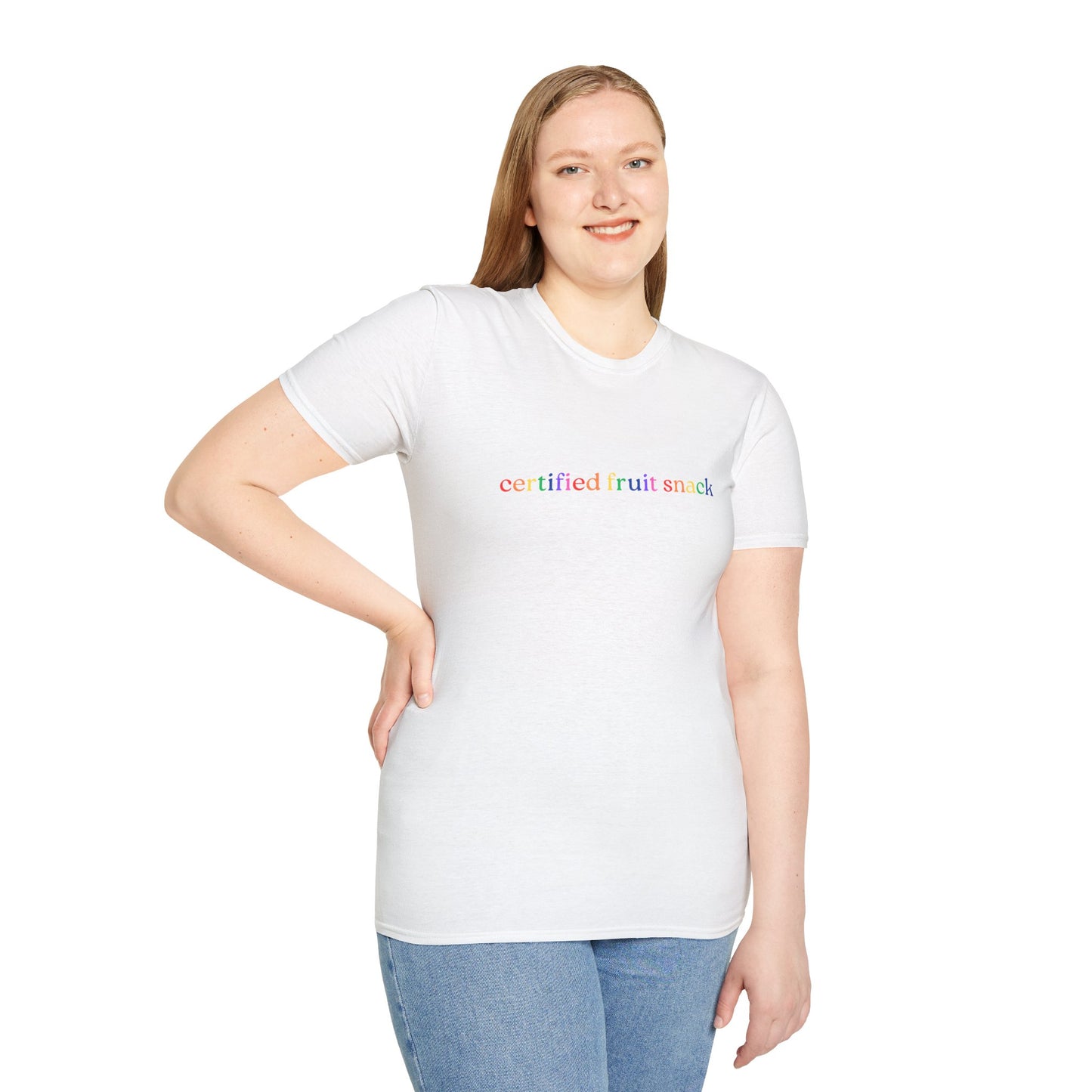 Certified Fruit Snack T-Shirt – Rainbow LGBTQ+ Pride Graphic Tee with Fun Playful Design
