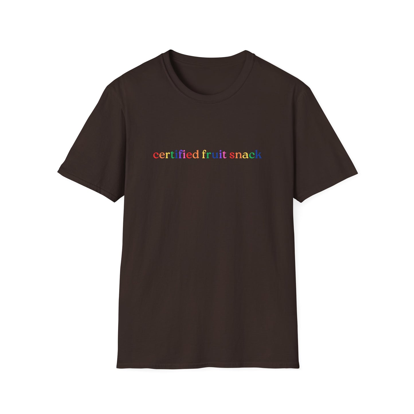 Certified Fruit Snack T-Shirt – Rainbow LGBTQ+ Pride Graphic Tee with Fun Playful Design