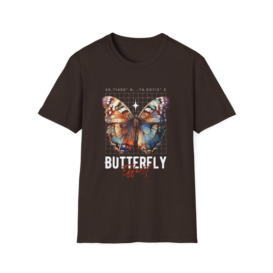 Butterfly Effect T-Shirt – Minimalist Graphic Tee with Coordinates & Symbolic Design of Change and Connection