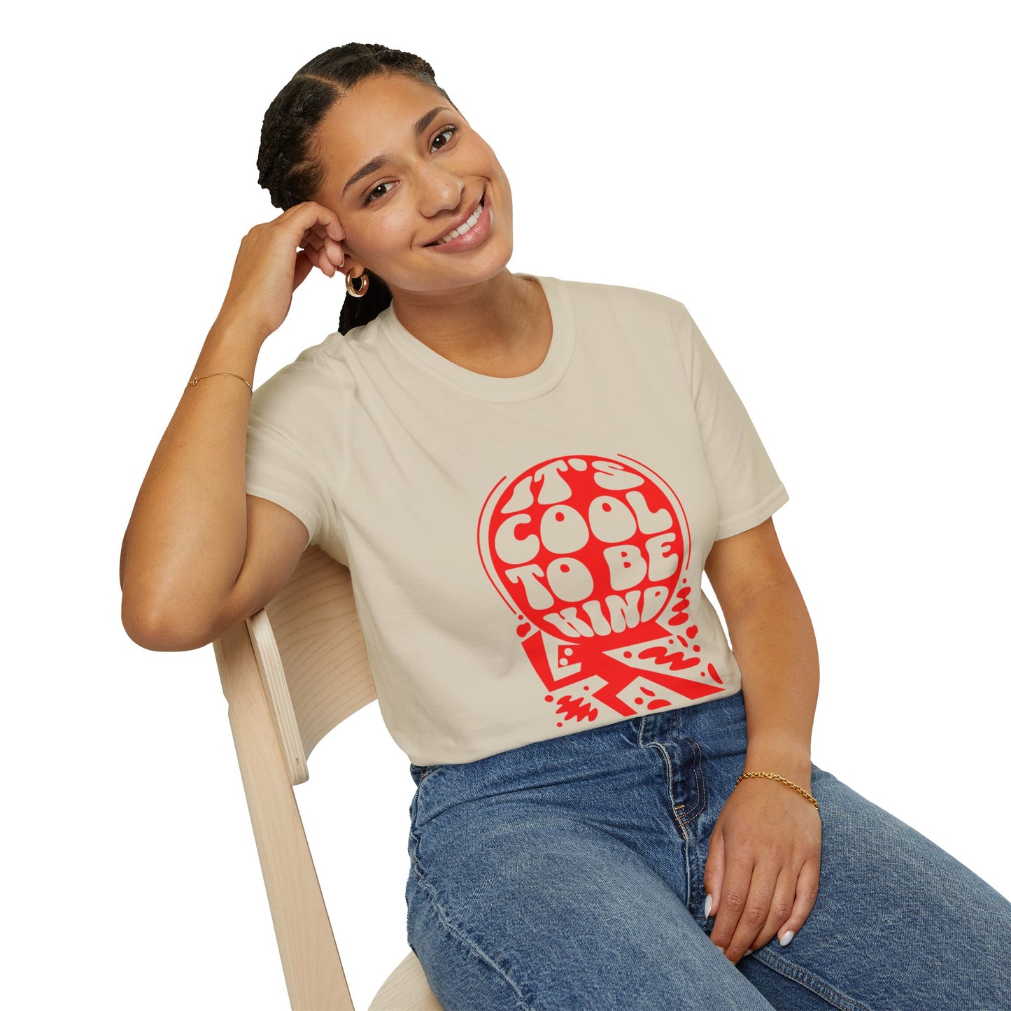It’s Cool to Be Kind T-Shirt – Red Retro Kindness Graphic Tee with Vintage-Inspired Positive Message