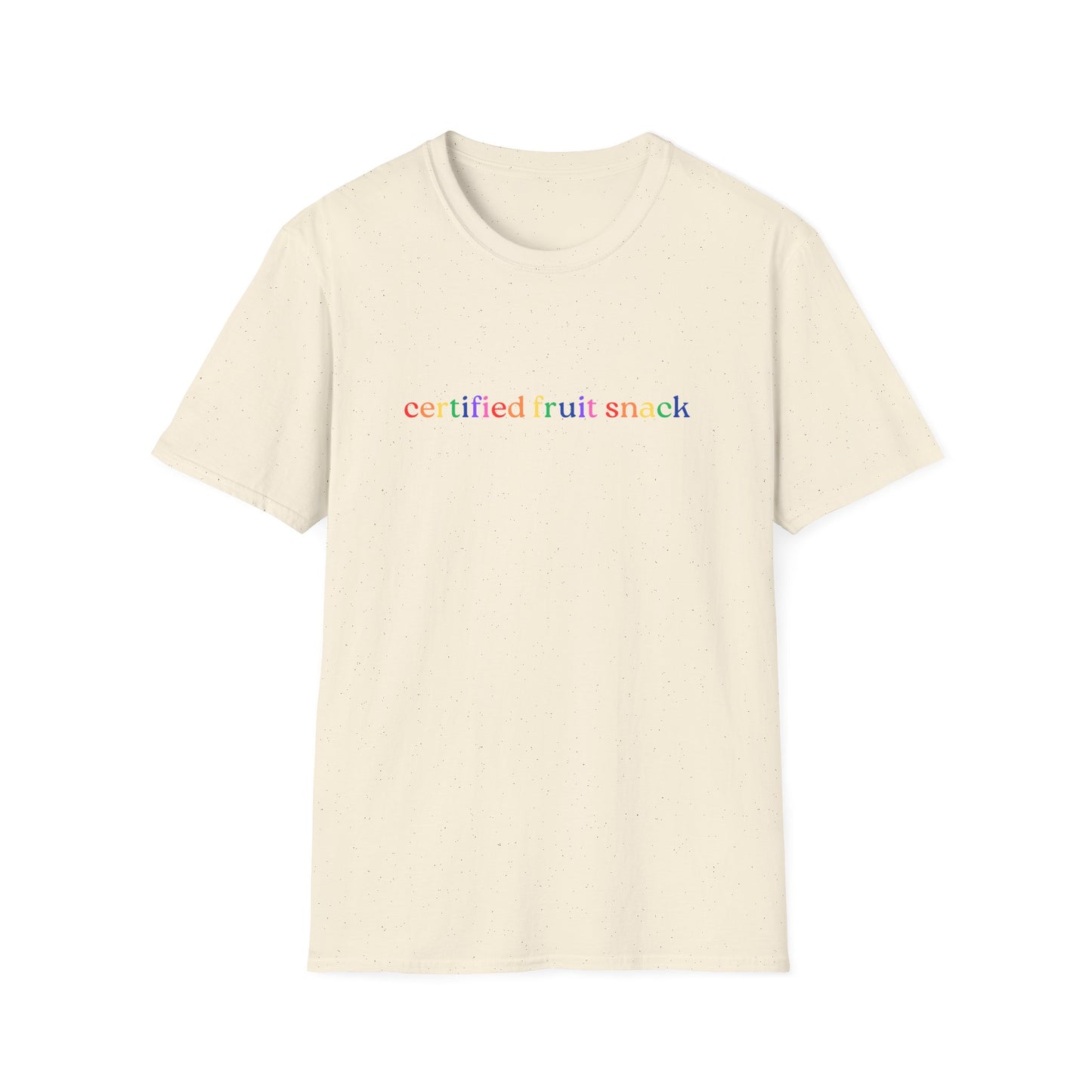 Certified Fruit Snack T-Shirt – Rainbow LGBTQ+ Pride Graphic Tee with Fun Playful Design