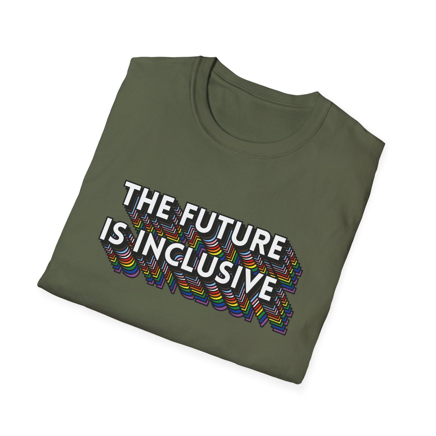 The Future Is Inclusive T-Shirt – Rainbow Uplifted Equality Graphic Tee with Bold LGBTQ+ Pride Message