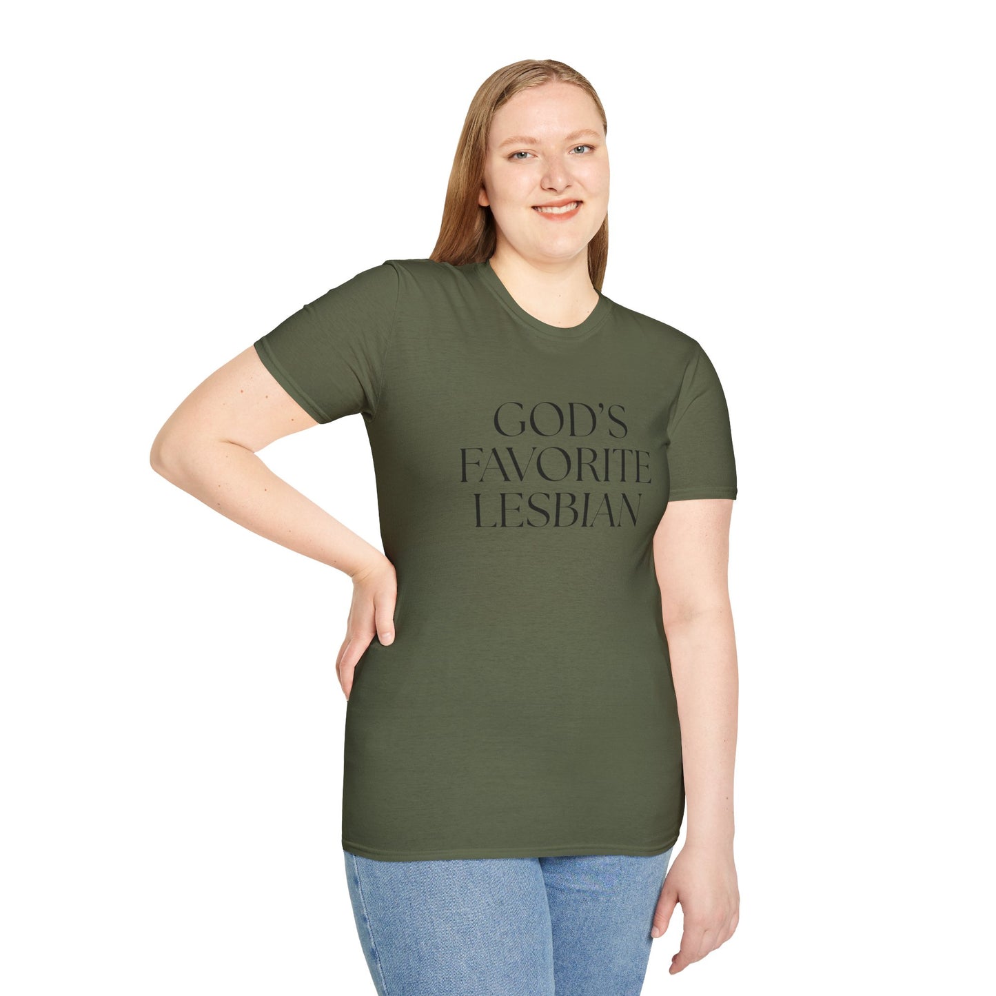 God’s Favorite Lesbian T-Shirt – Bold LGBTQ+ Pride Graphic Tee with Empowering Statement