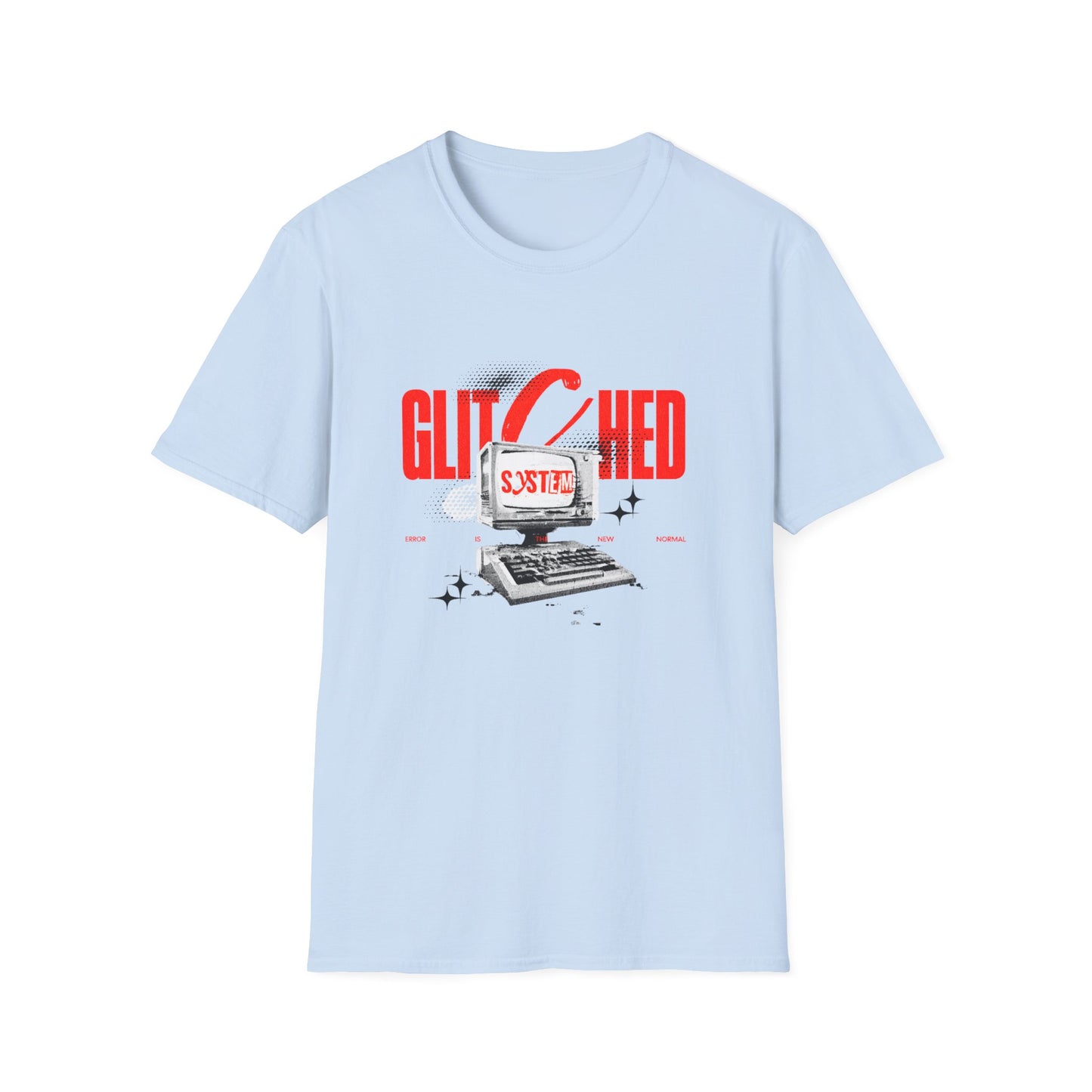 Glitched T-Shirt – Retro Computer Error Graphic Tee with Vintage Tech Aesthetic