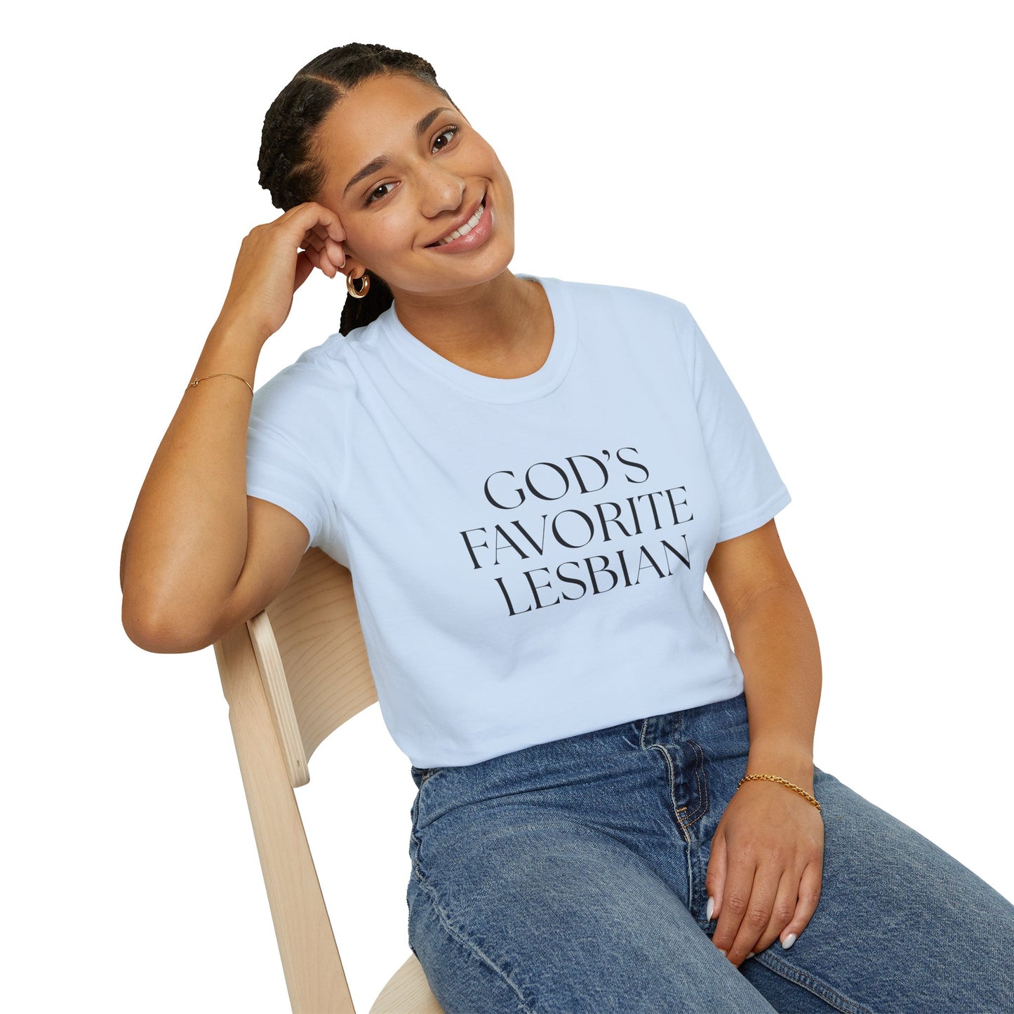 God’s Favorite Lesbian T-Shirt – Bold LGBTQ+ Pride Graphic Tee with Empowering Statement
