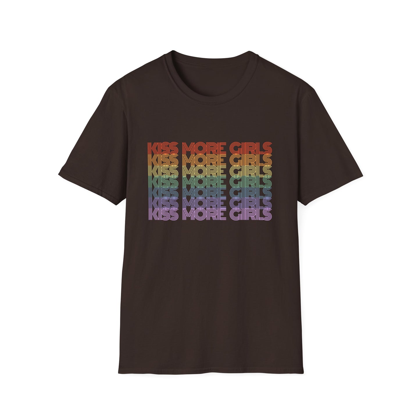 Kiss More Girls T-Shirt – Rainbow LGBTQ+ Pride Graphic Tee with Bold Inclusive & Playful Message
