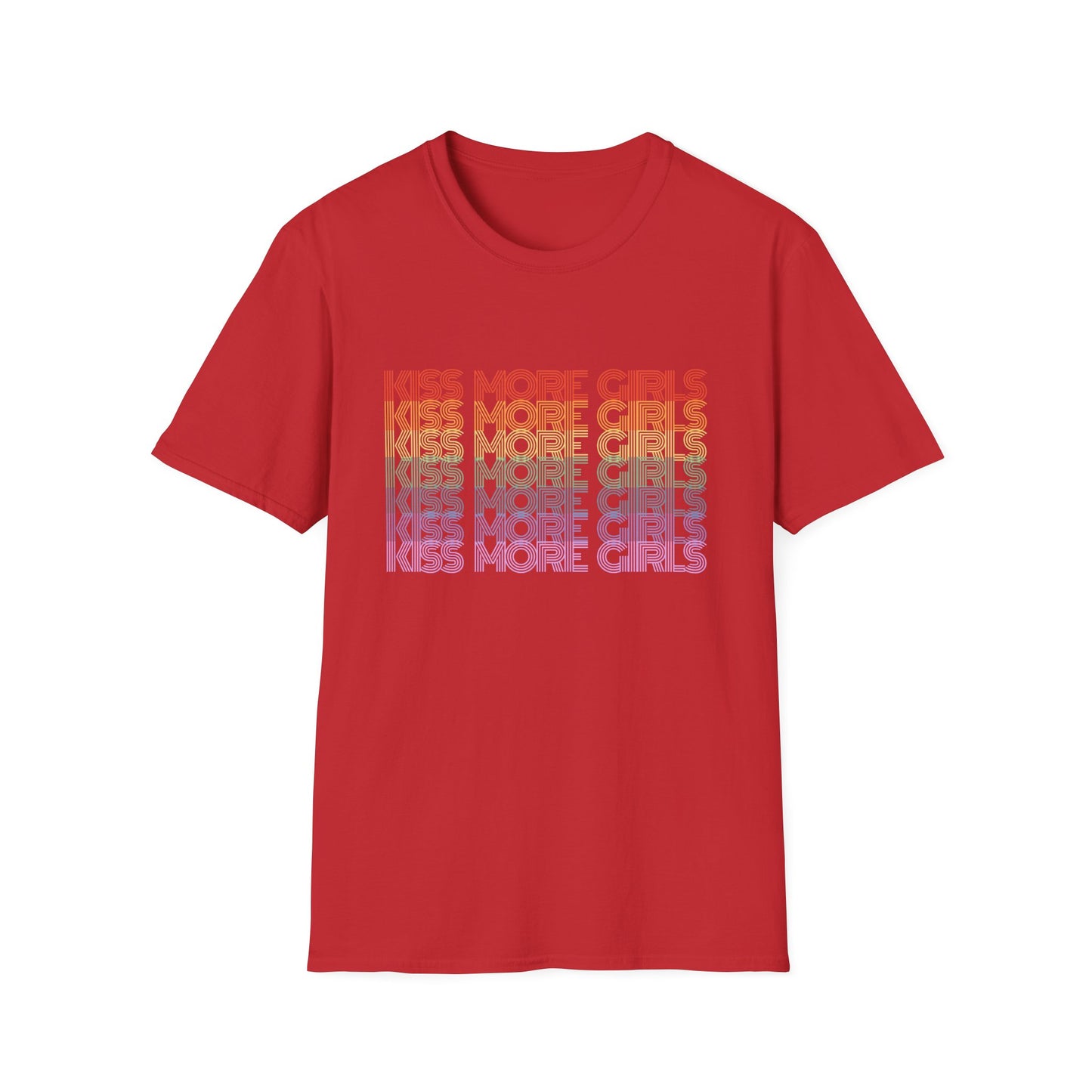 Kiss More Girls T-Shirt – Rainbow LGBTQ+ Pride Graphic Tee with Bold Inclusive & Playful Message