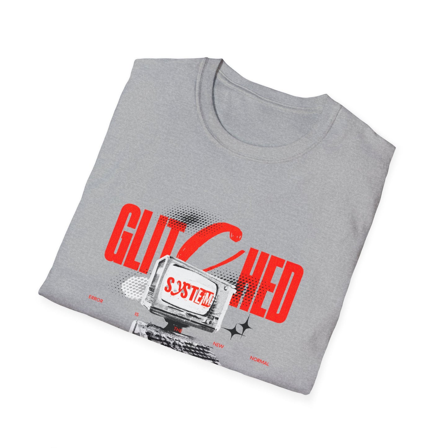 Glitched T-Shirt – Retro Computer Error Graphic Tee with Vintage Tech Aesthetic