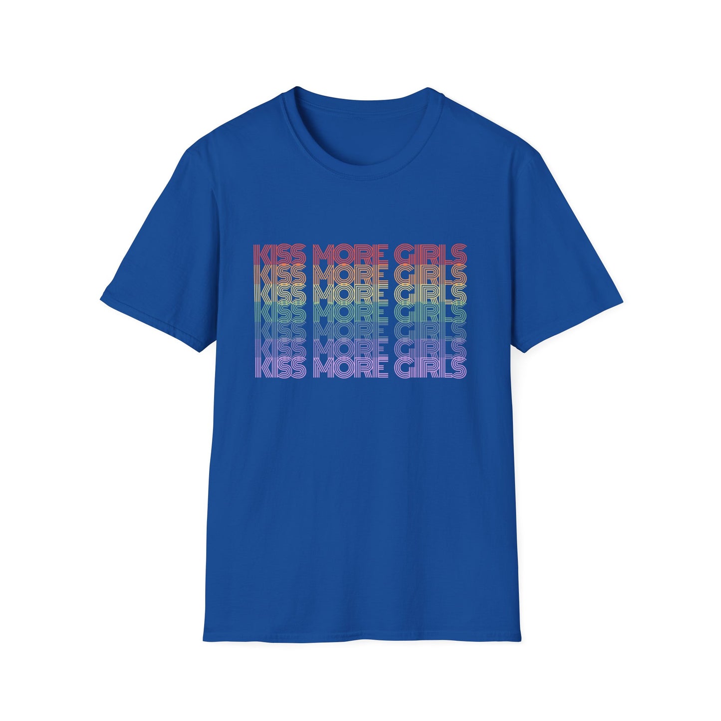Kiss More Girls T-Shirt – Rainbow LGBTQ+ Pride Graphic Tee with Bold Inclusive & Playful Message