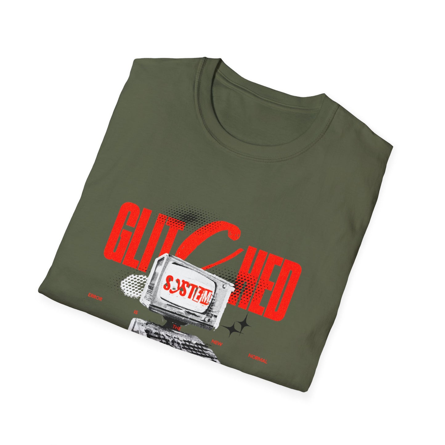 Glitched T-Shirt – Retro Computer Error Graphic Tee with Vintage Tech Aesthetic