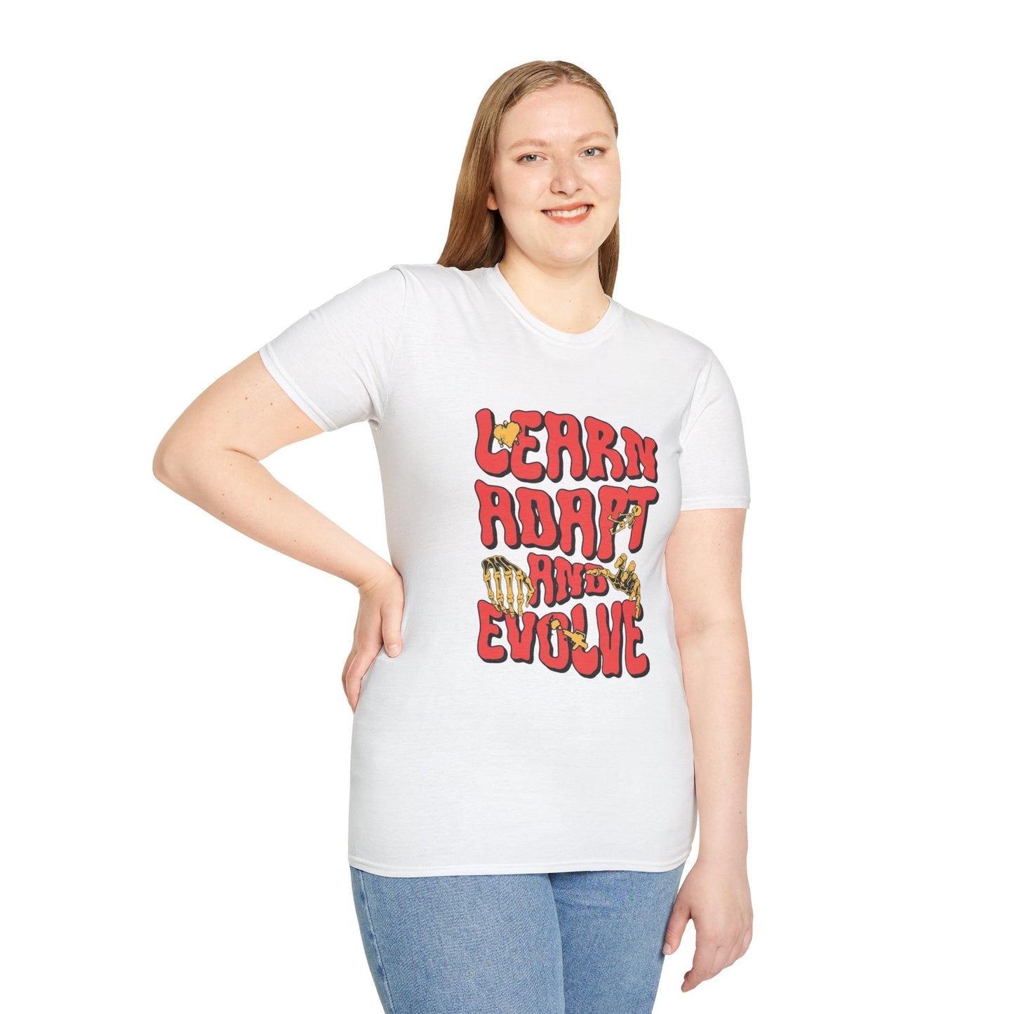 Learn Adapt Evolve T-Shirt – Motivational Graphic Tee with Bold Inspirational Typography