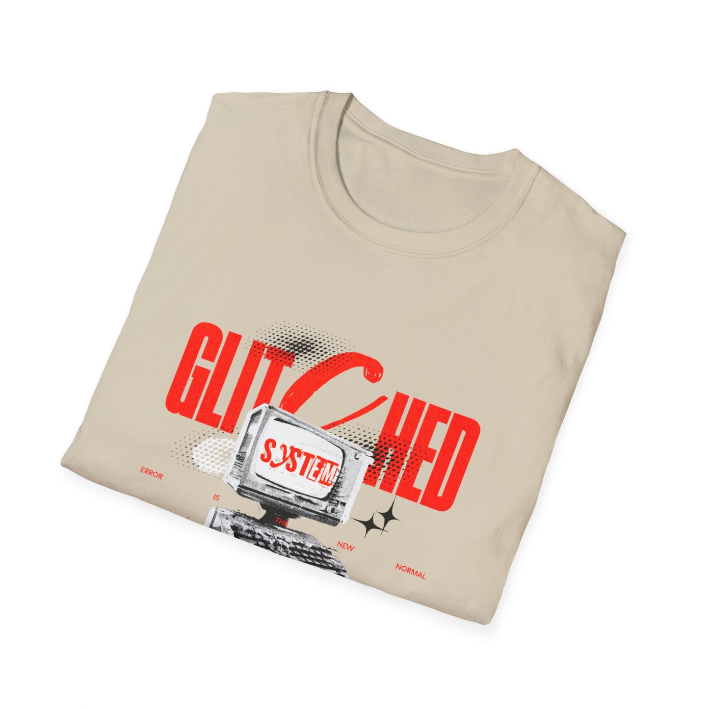 Glitched T-Shirt – Retro Computer Error Graphic Tee with Vintage Tech Aesthetic