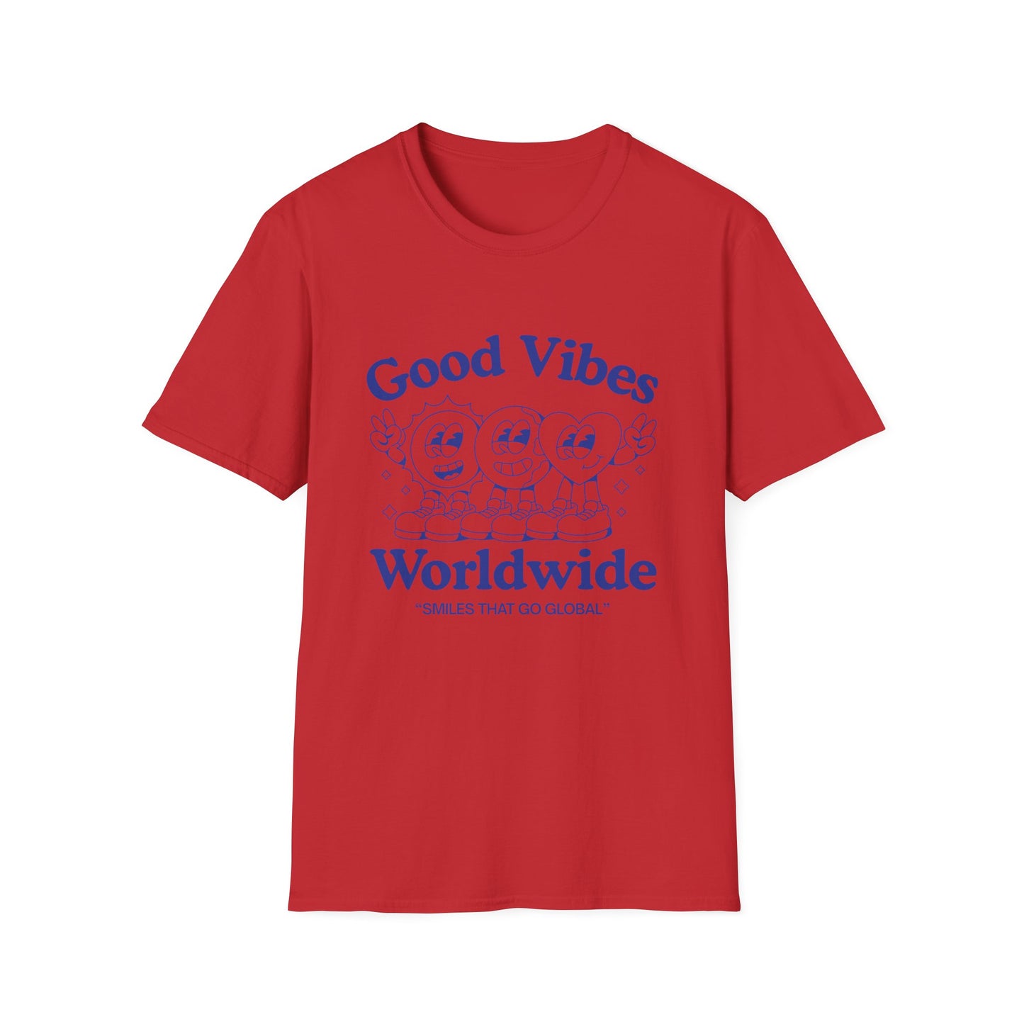 Good Vibes Worldwide T-Shirt – Retro Global Positivity Graphic Tee with Vintage Travel-Inspired Design