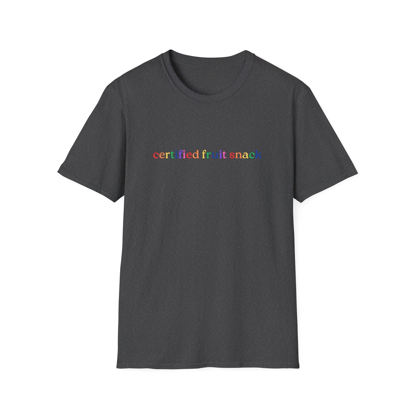 Certified Fruit Snack T-Shirt – Rainbow LGBTQ+ Pride Graphic Tee with Fun Playful Design