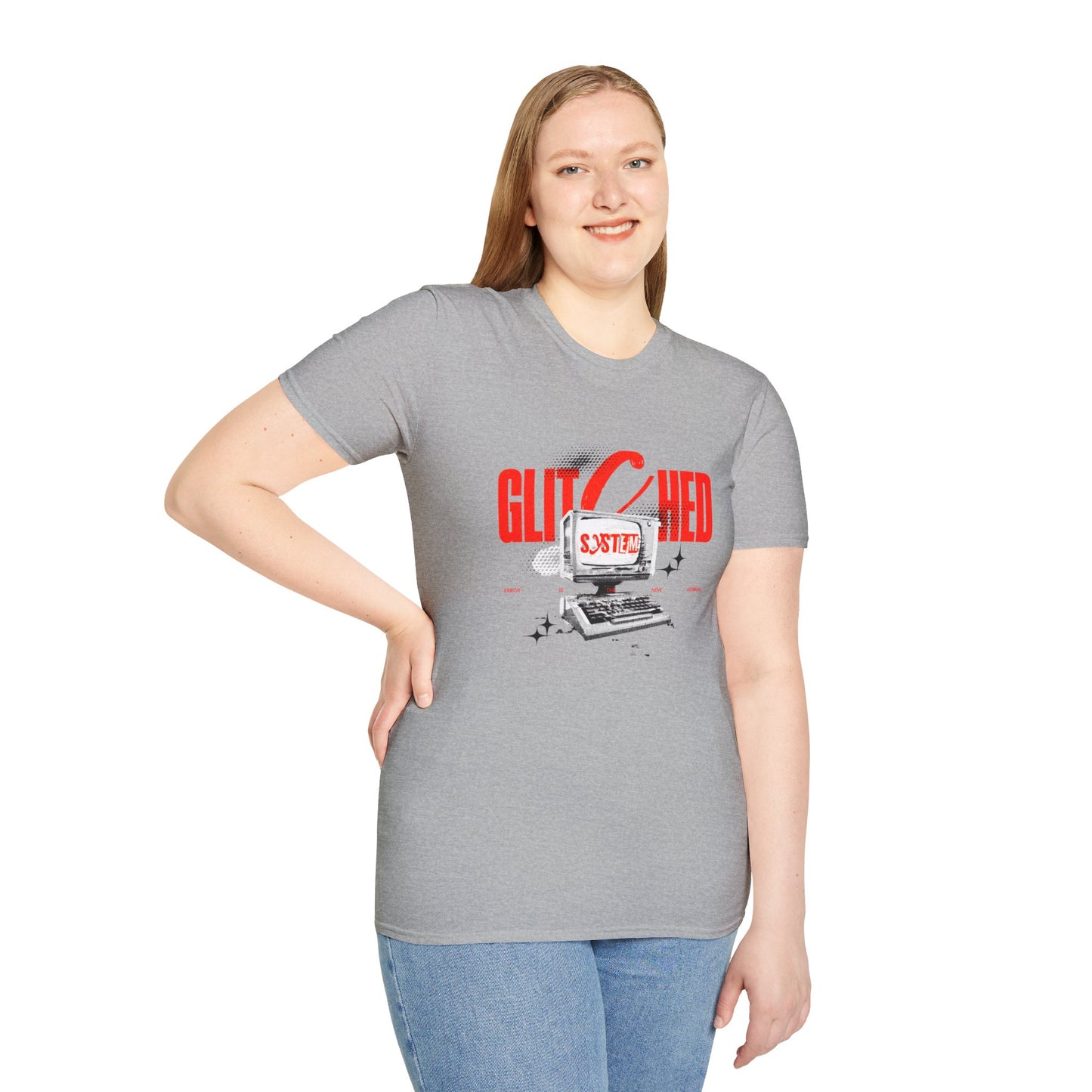 Glitched T-Shirt – Retro Computer Error Graphic Tee with Vintage Tech Aesthetic