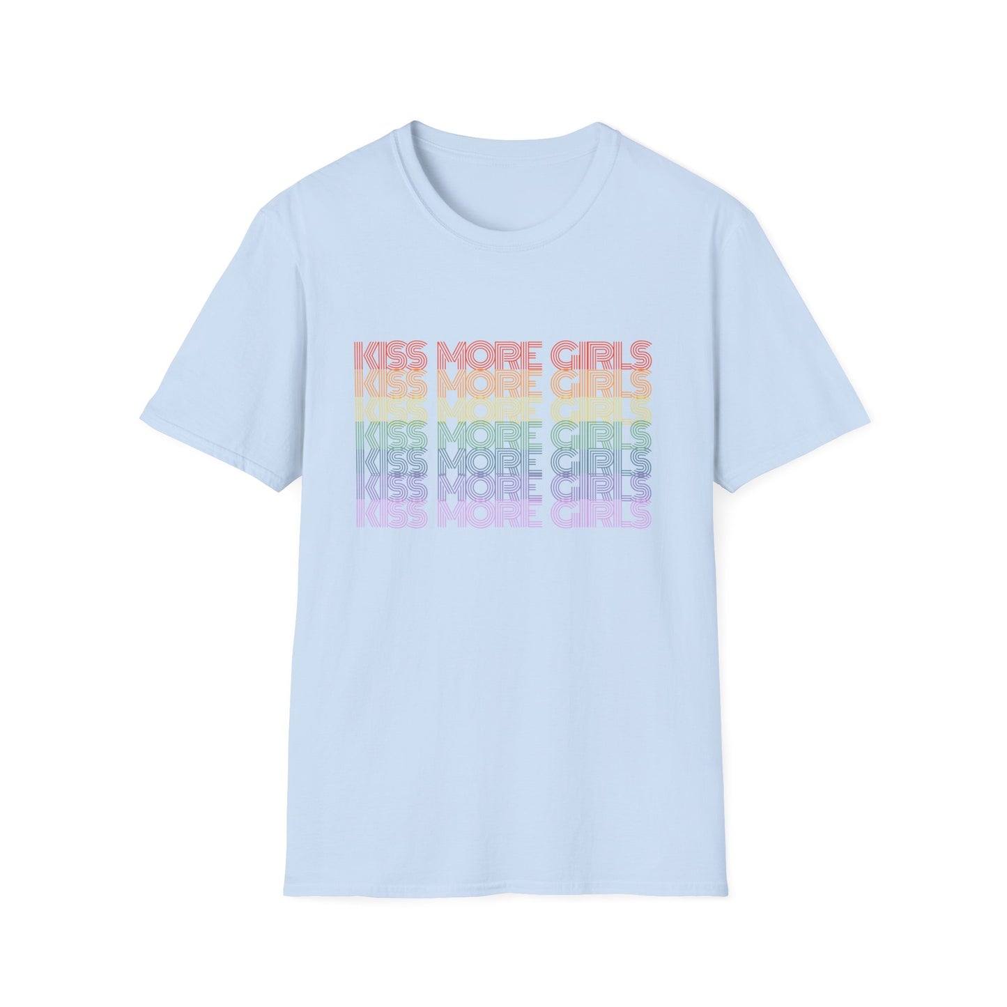 Kiss More Girls T-Shirt – Rainbow LGBTQ+ Pride Graphic Tee with Bold Inclusive & Playful Message