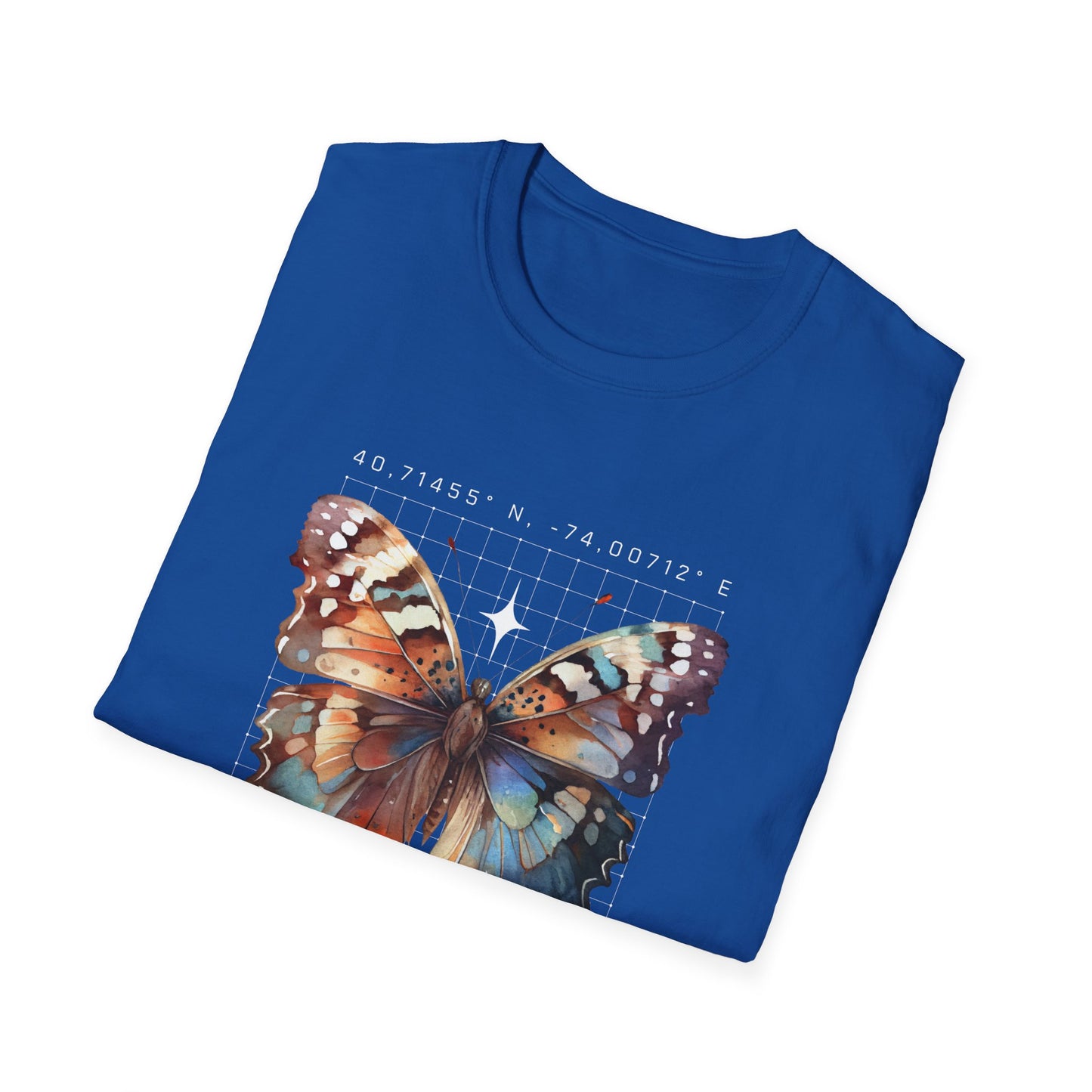 Butterfly Effect T-Shirt – Minimalist Graphic Tee with Coordinates & Symbolic Design of Change and Connection