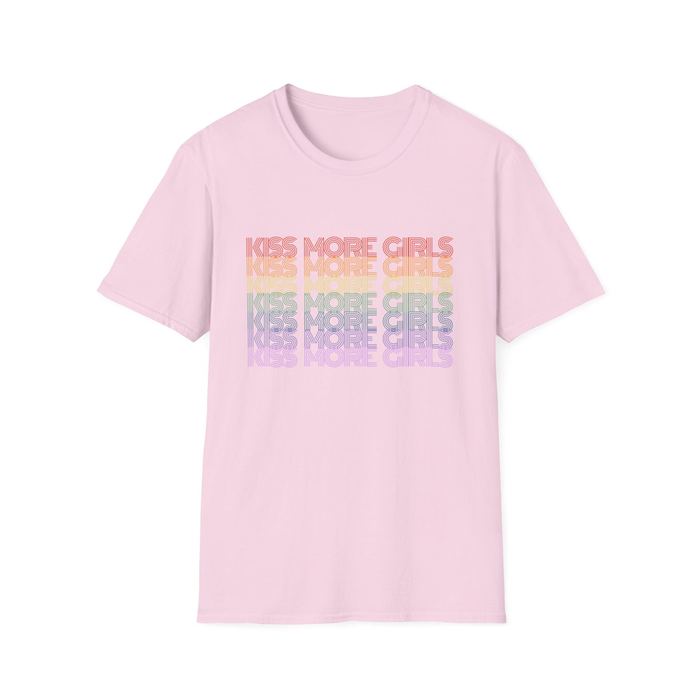 Kiss More Girls T-Shirt – Rainbow LGBTQ+ Pride Graphic Tee with Bold Inclusive & Playful Message