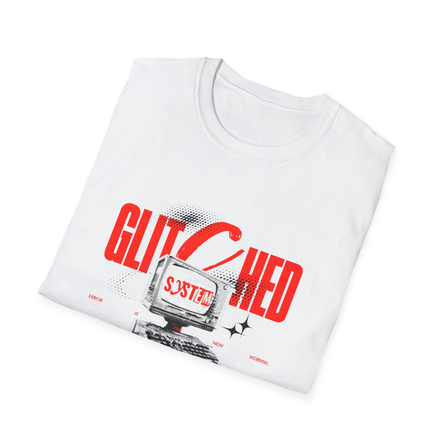 Glitched T-Shirt – Retro Computer Error Graphic Tee with Vintage Tech Aesthetic