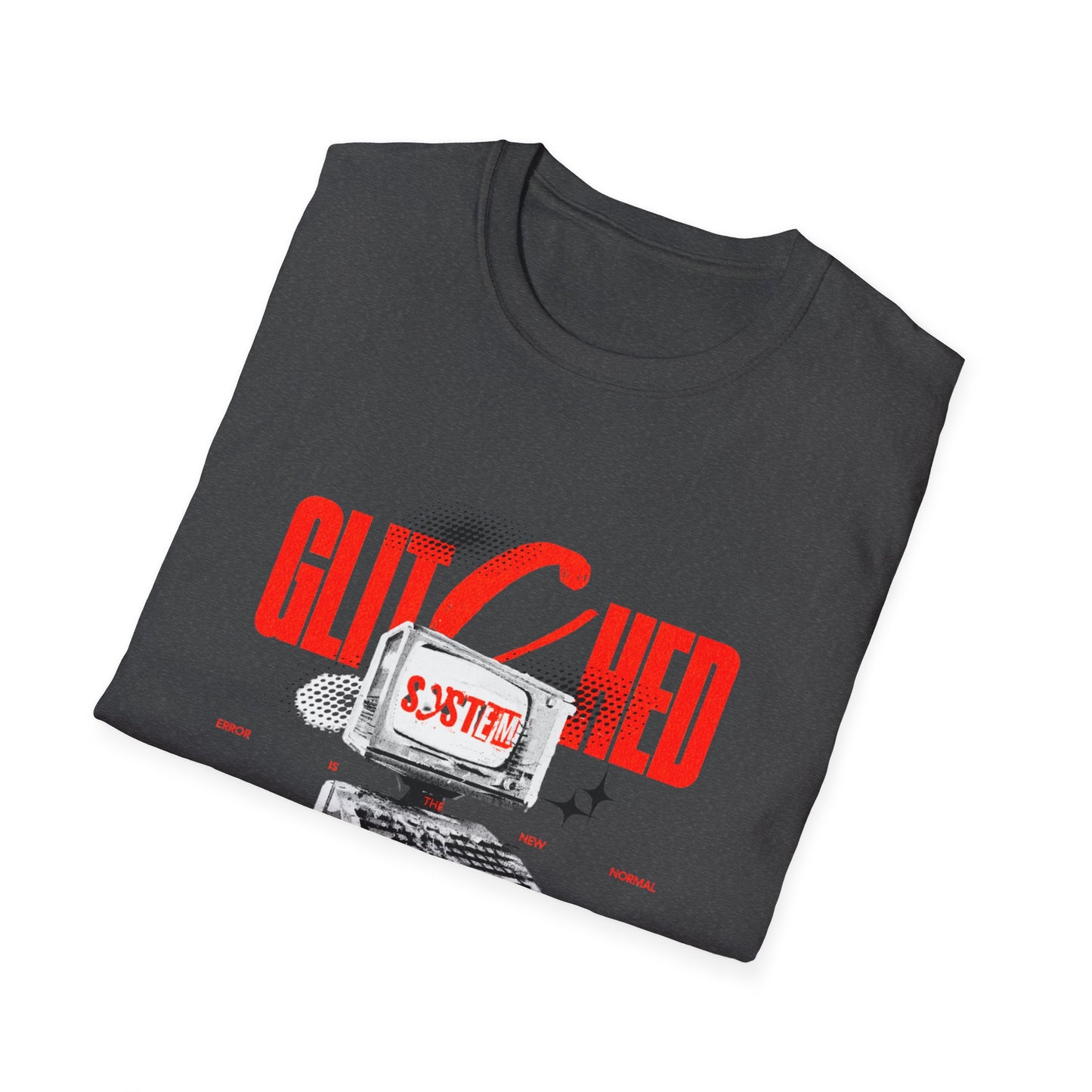 Glitched T-Shirt – Retro Computer Error Graphic Tee with Vintage Tech Aesthetic