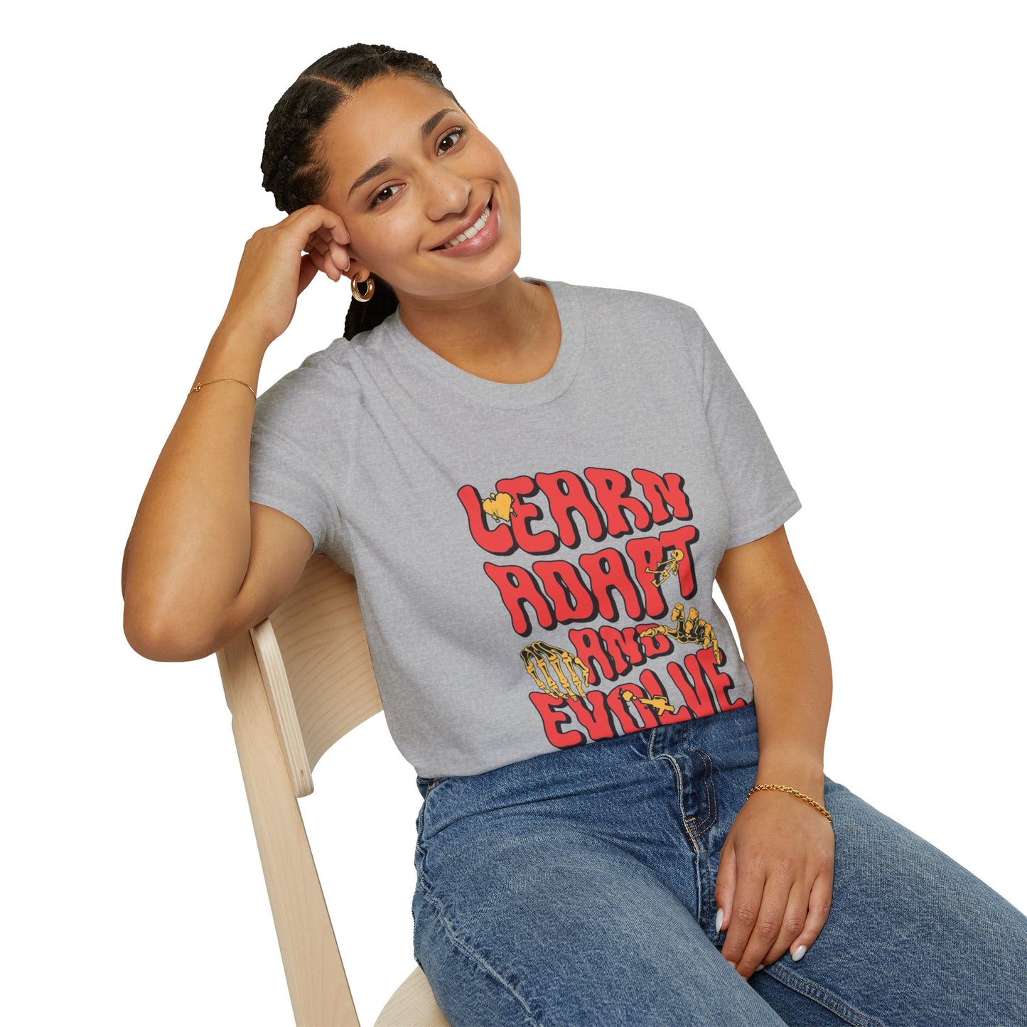 Learn Adapt Evolve T-Shirt – Motivational Graphic Tee with Bold Inspirational Typography