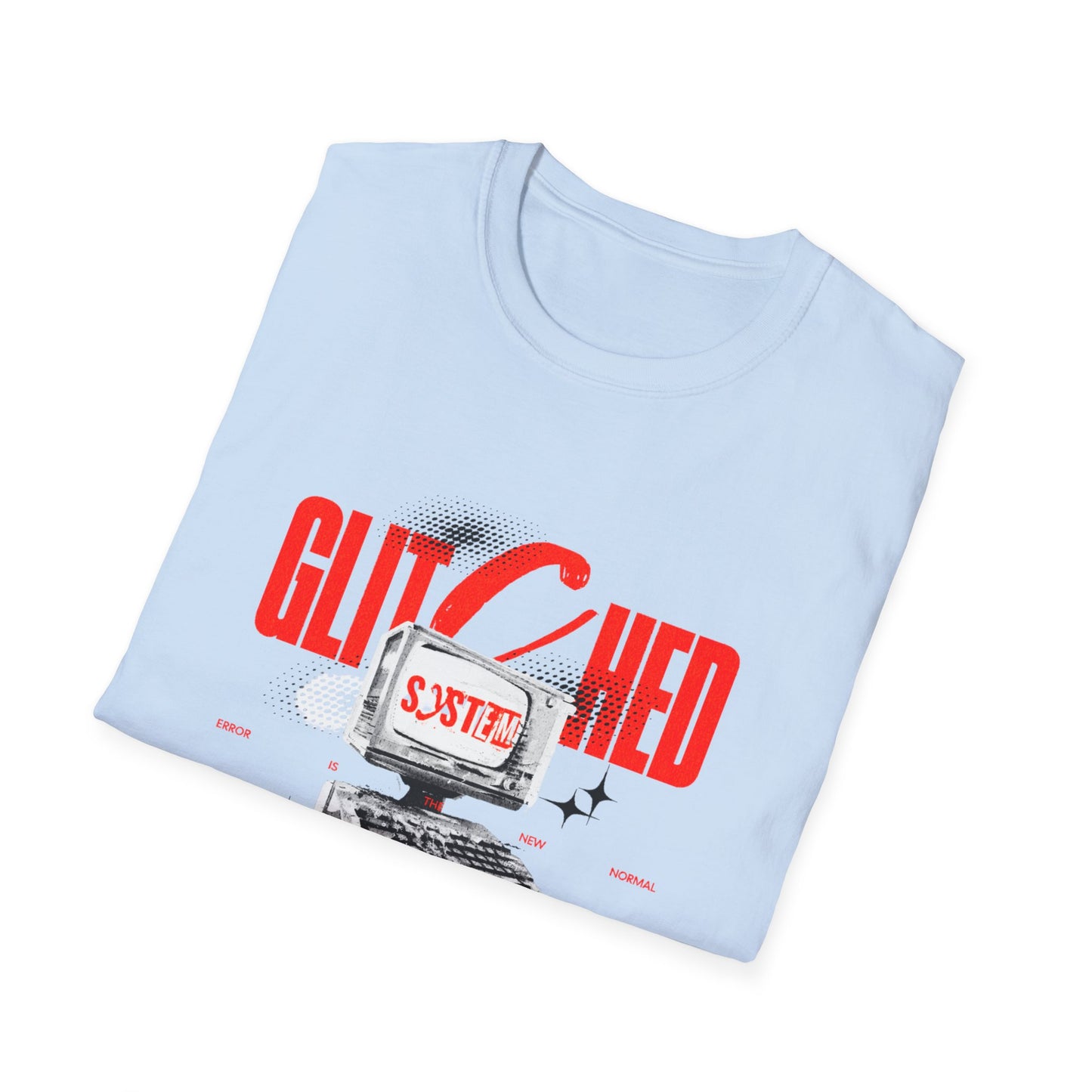 Glitched T-Shirt – Retro Computer Error Graphic Tee with Vintage Tech Aesthetic