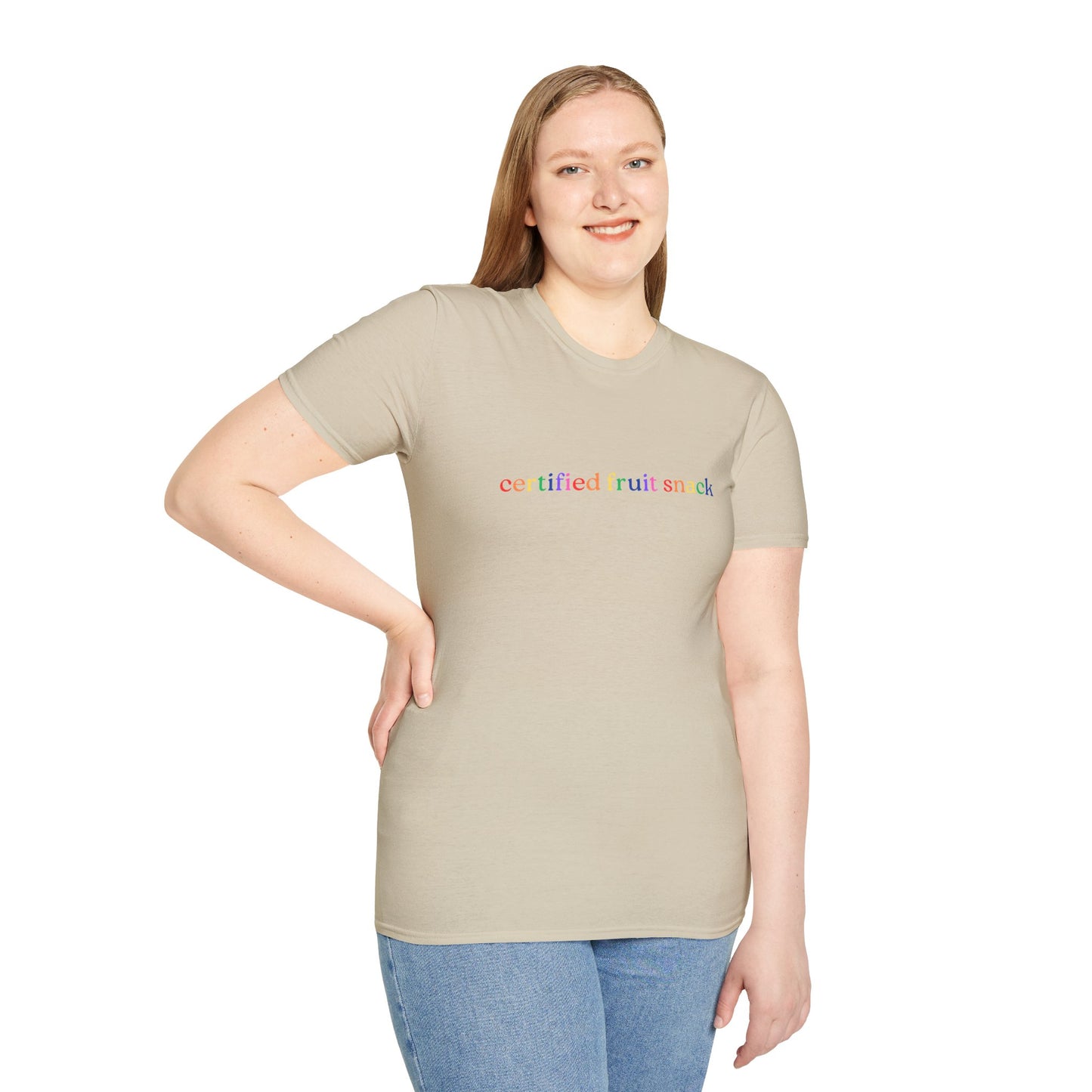 Certified Fruit Snack T-Shirt – Rainbow LGBTQ+ Pride Graphic Tee with Fun Playful Design